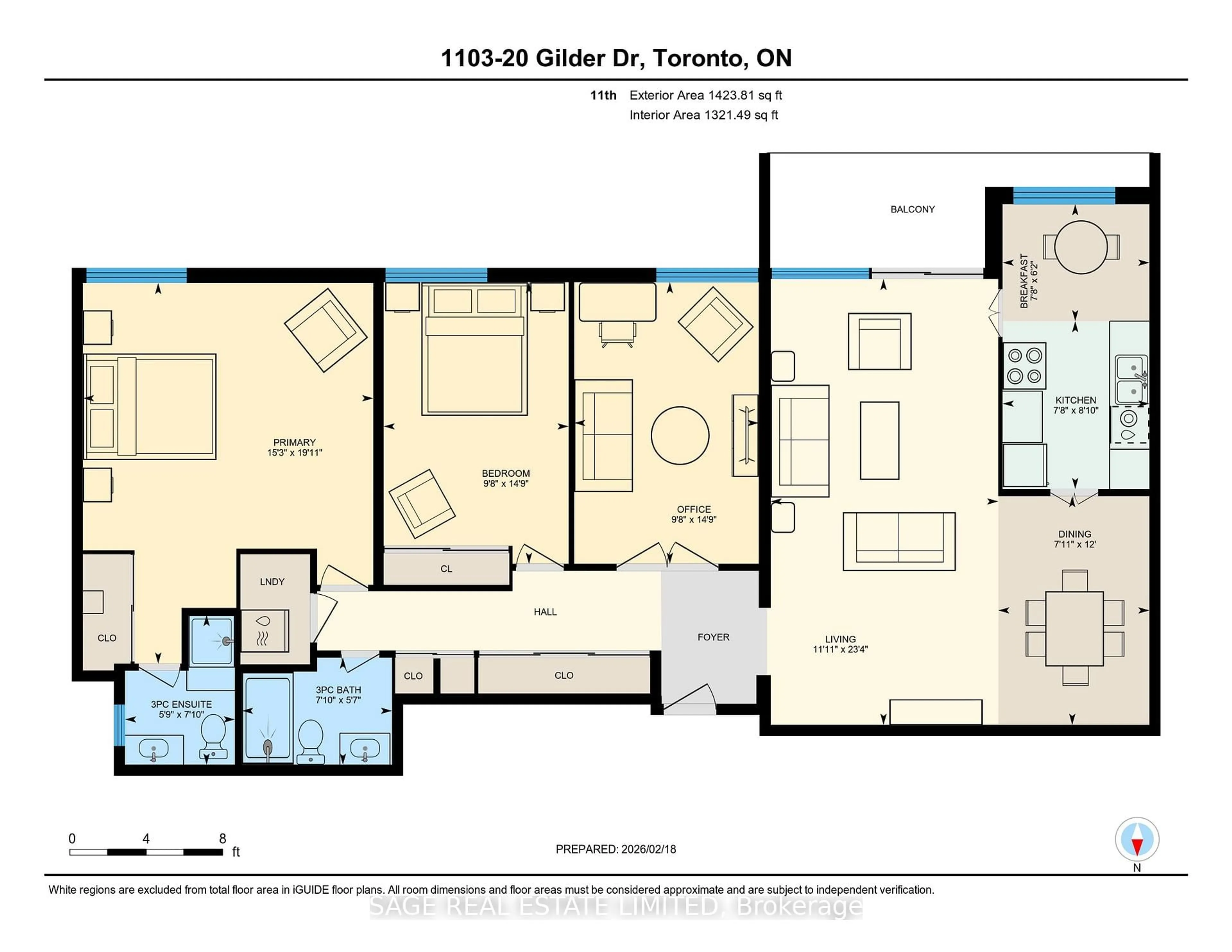 Floor plan for 20 Gilder Dr #1103, Toronto Ontario M1K 5E1