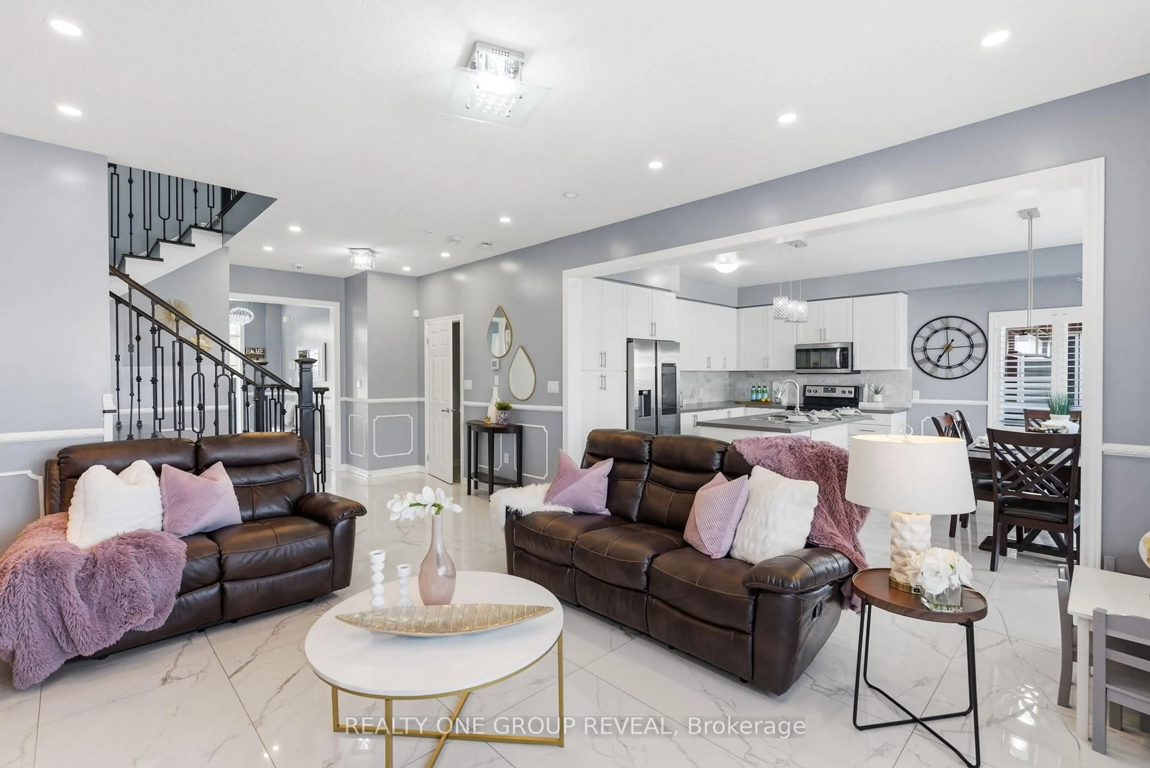 Living room with furniture, ceramic/tile floor for 238 Crombie St, Clarington Ontario L1C 0T8