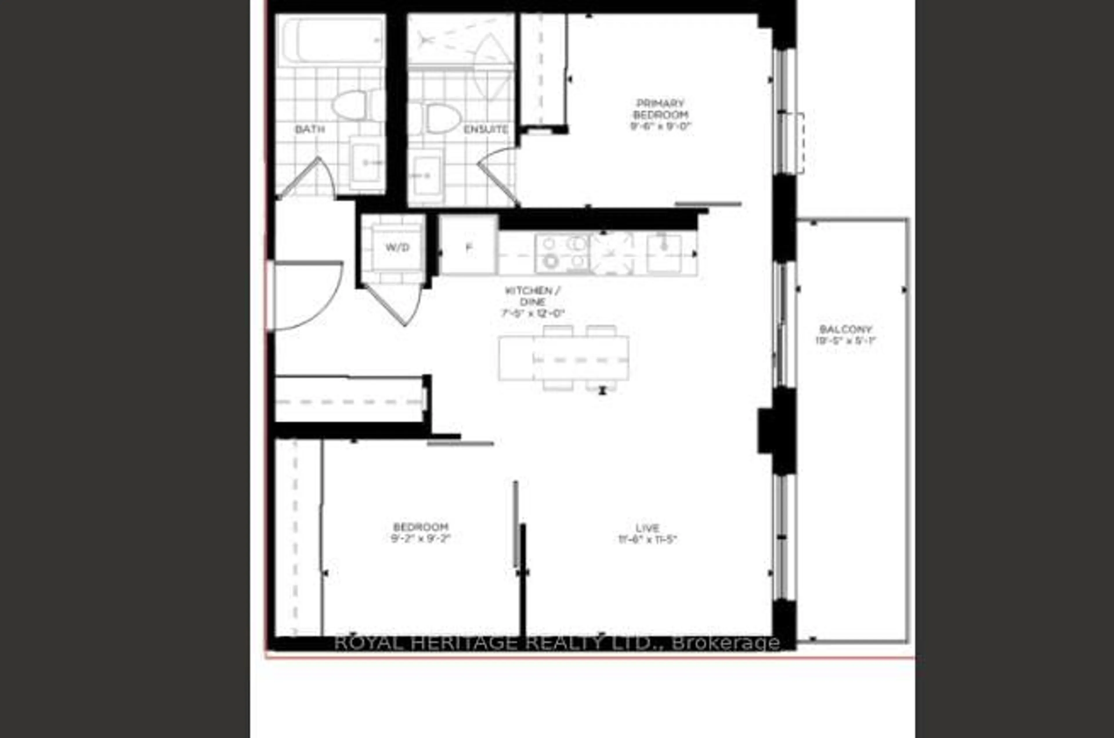 Floor plan for 201 Brock St #602, Whitby Ontario L1N 0P8
