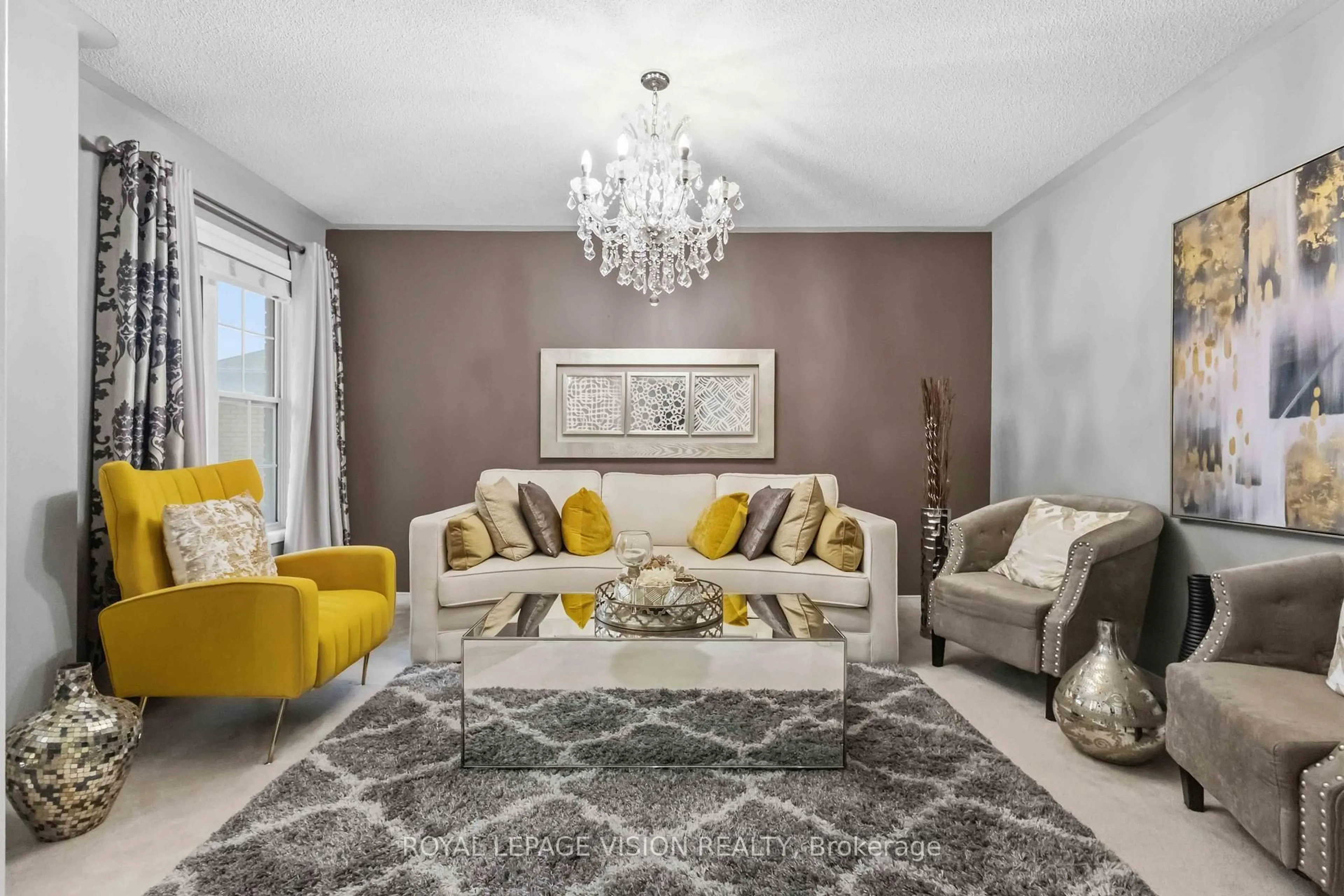 Living room with furniture, carpet floor for 55 Medland Ave, Whitby Ontario L1P 1S7