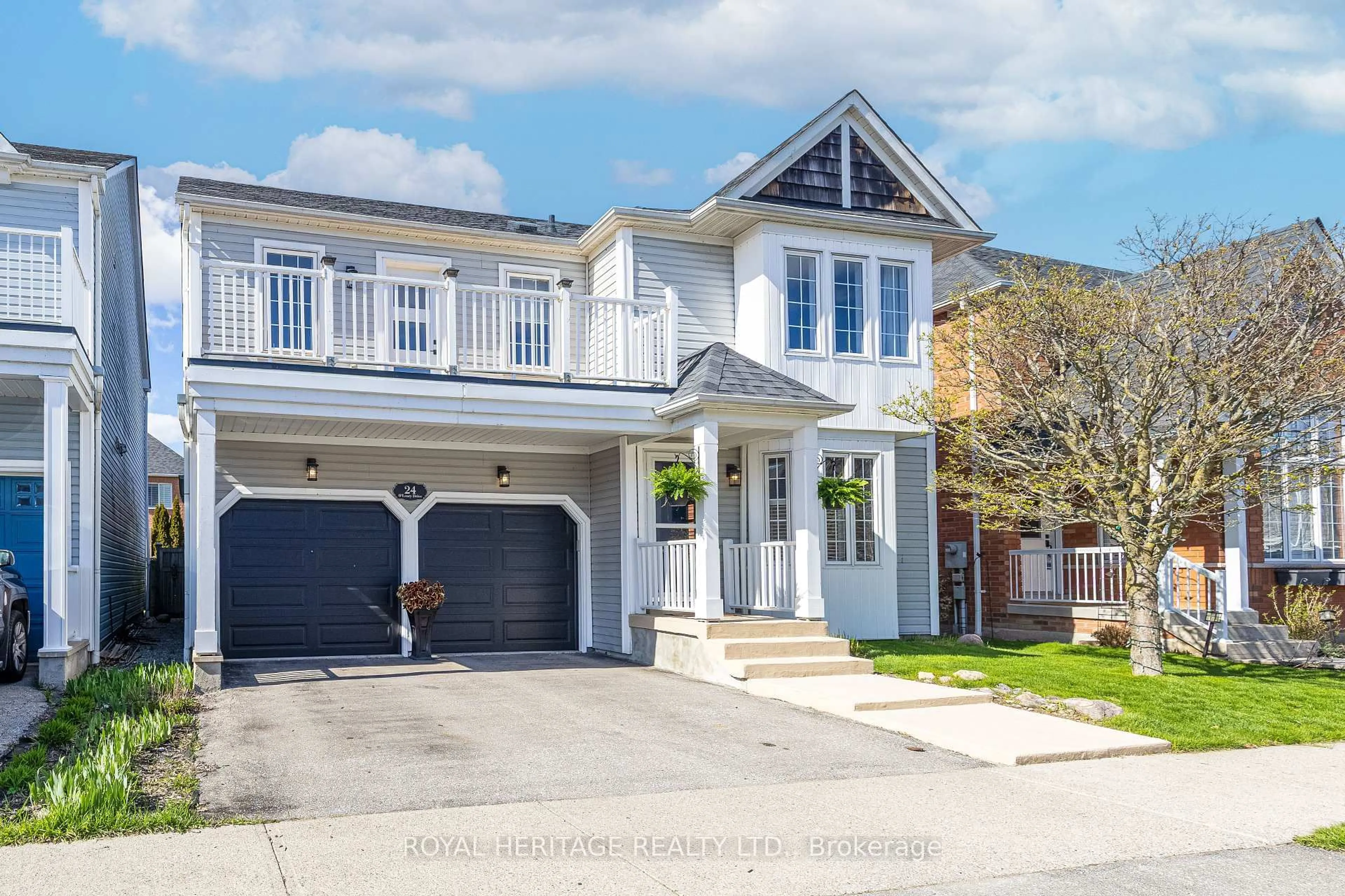 Home with vinyl exterior material, street for 24 O'Leary Dr, Ajax Ontario L1Z 1M6