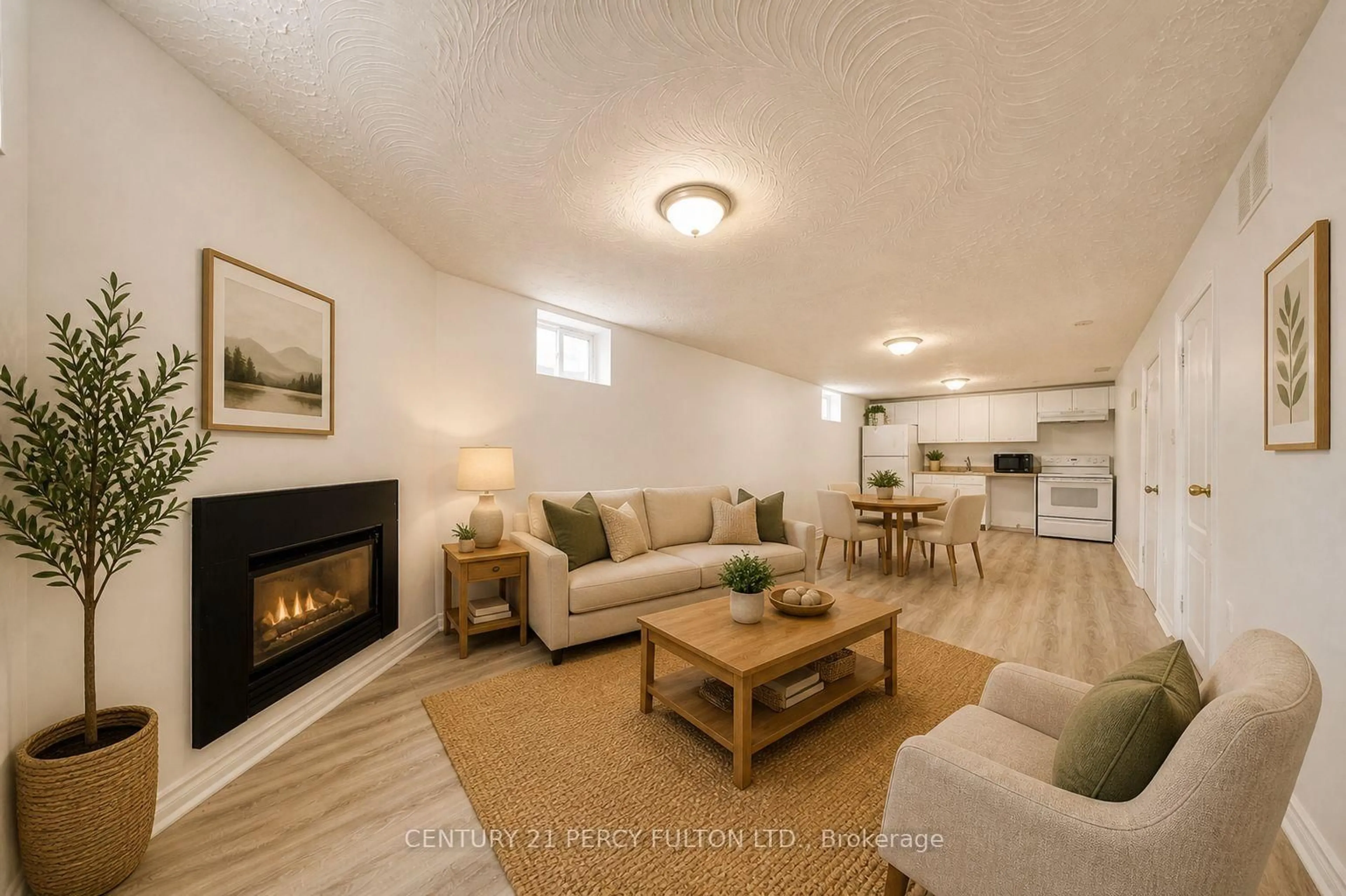 Living room with furniture, wood/laminate floor for 381 Conant St, Oshawa Ontario L1H 3S8