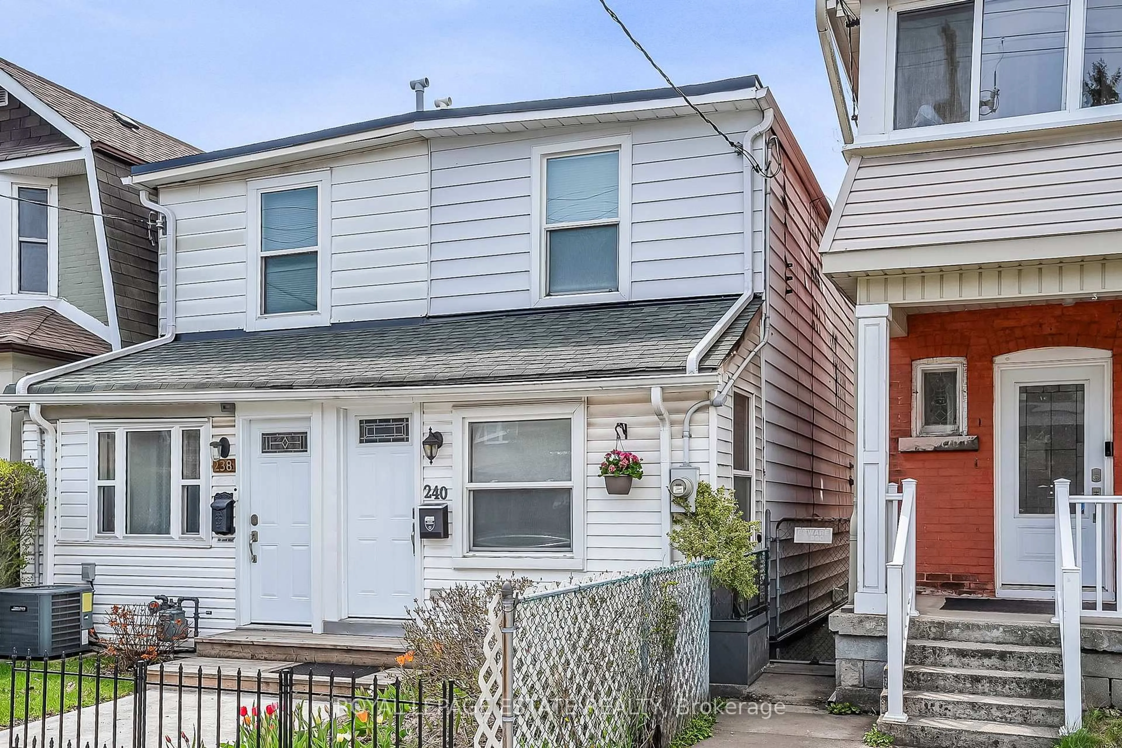 Home with vinyl exterior material, street for 240 Cedarvale Ave, Toronto Ontario M4C 4K2