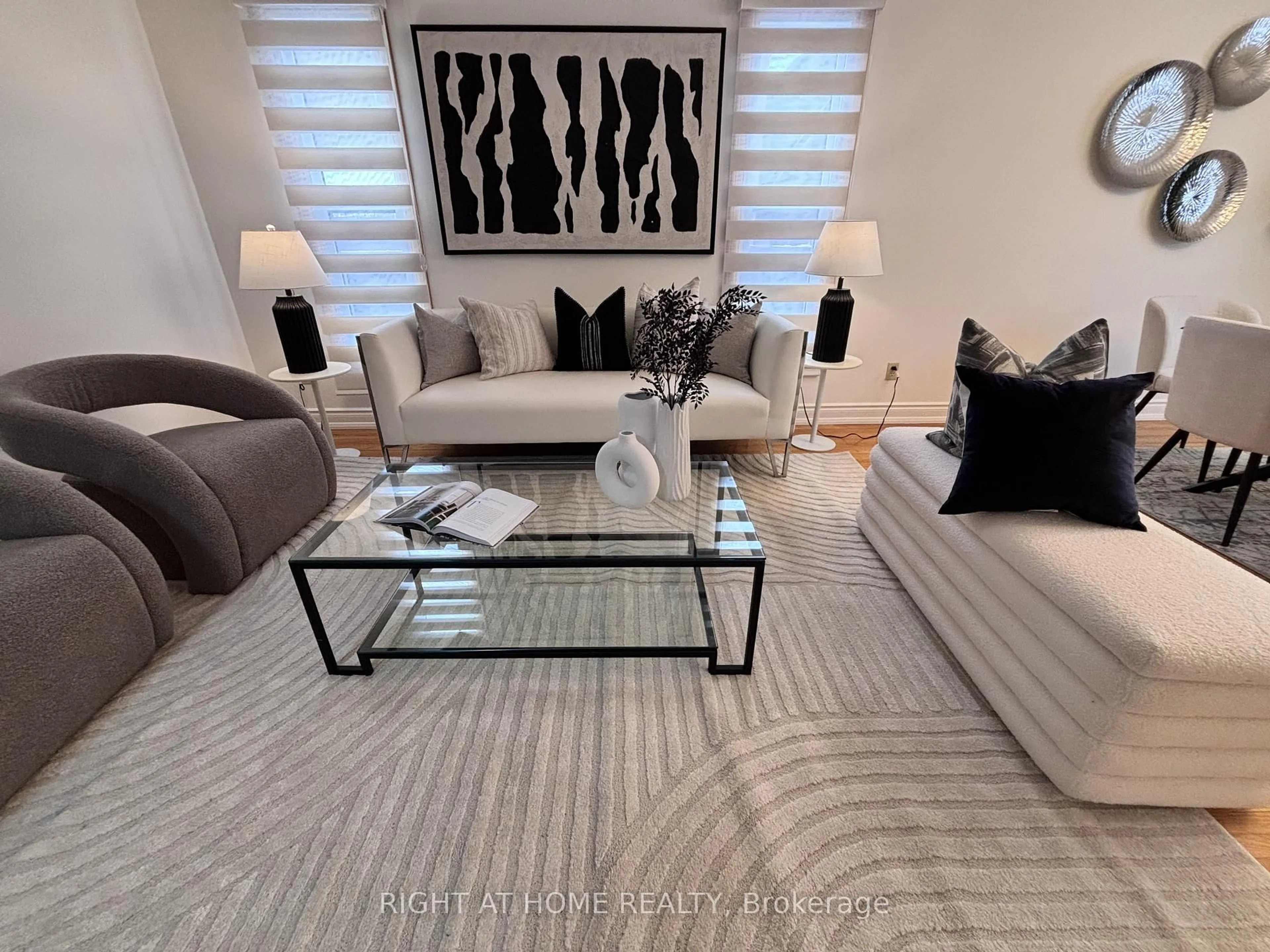Living room with furniture, carpet floor for 51 Burnt Bark Dr, Toronto Ontario M1V 3J6