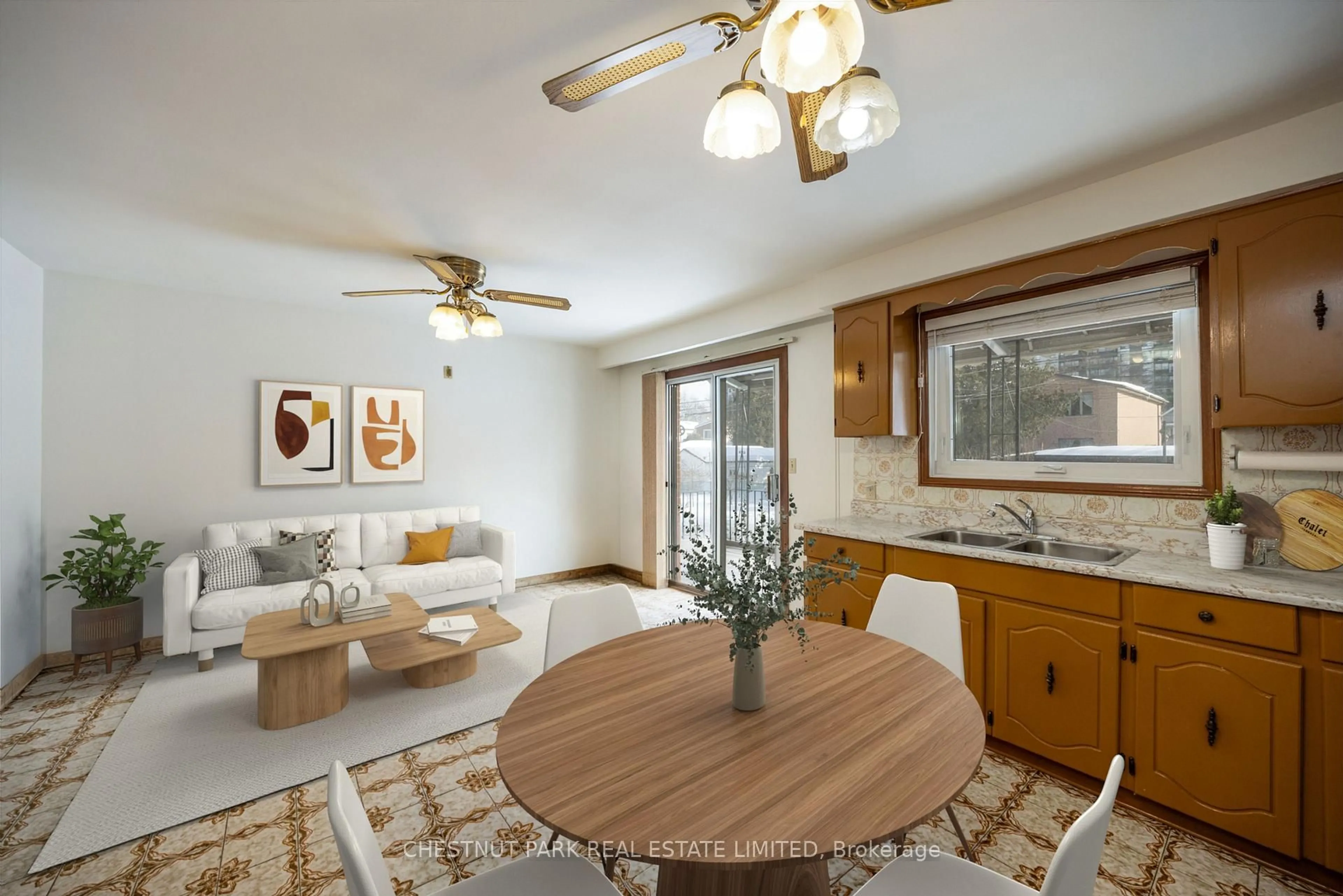 Living room with furniture, wood/laminate floor for 49 Woodville Ave, Toronto Ontario M4K 2J5