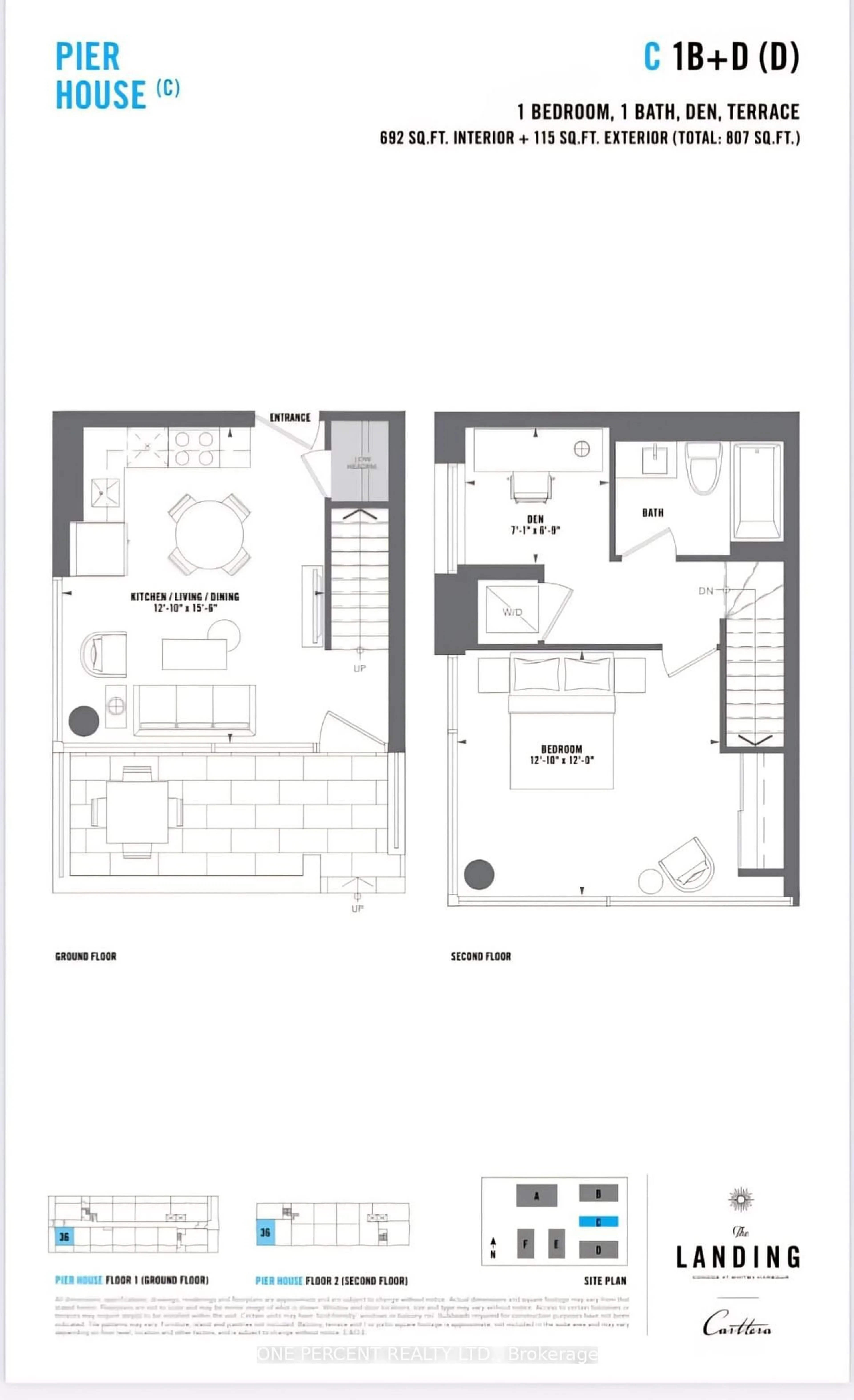 Floor plan for 1612 Charles St #136C, Whitby Ontario L1N 0P3