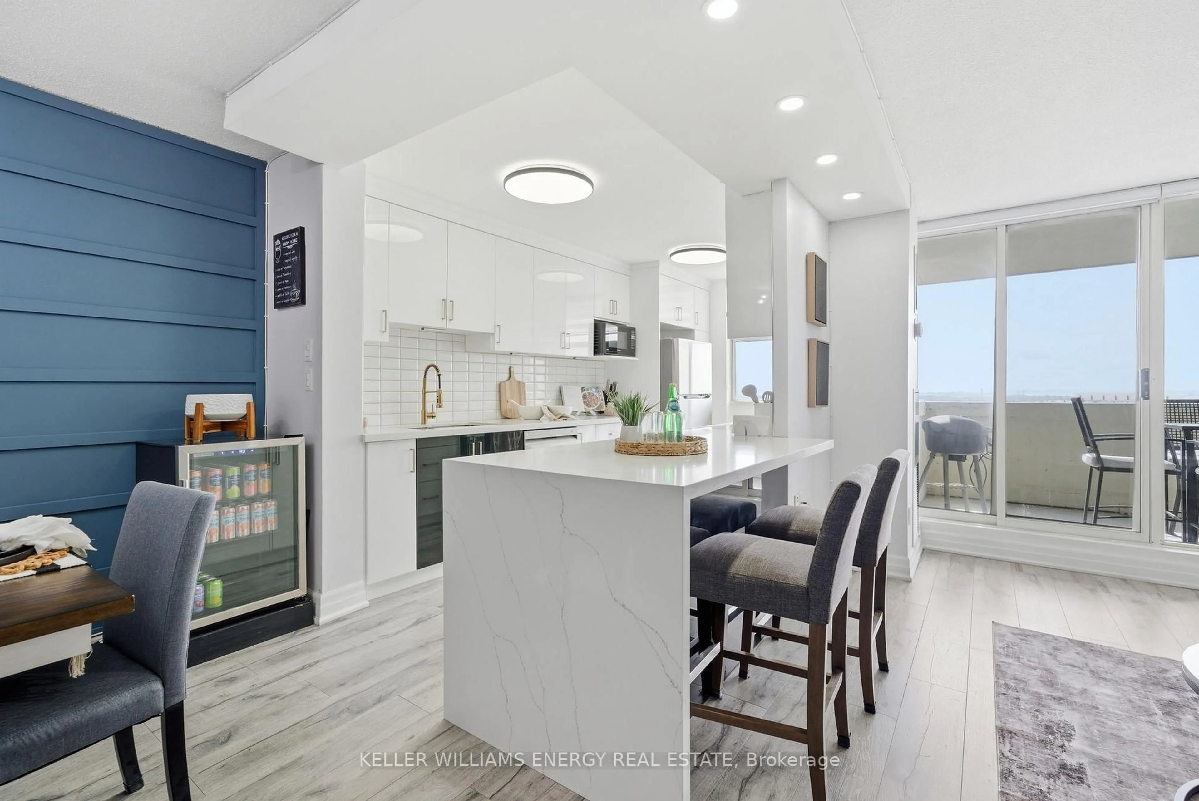 Open concept kitchen, ceramic/tile floor for 44 Falby Crt #1506, Ajax Ontario L1S 3L1