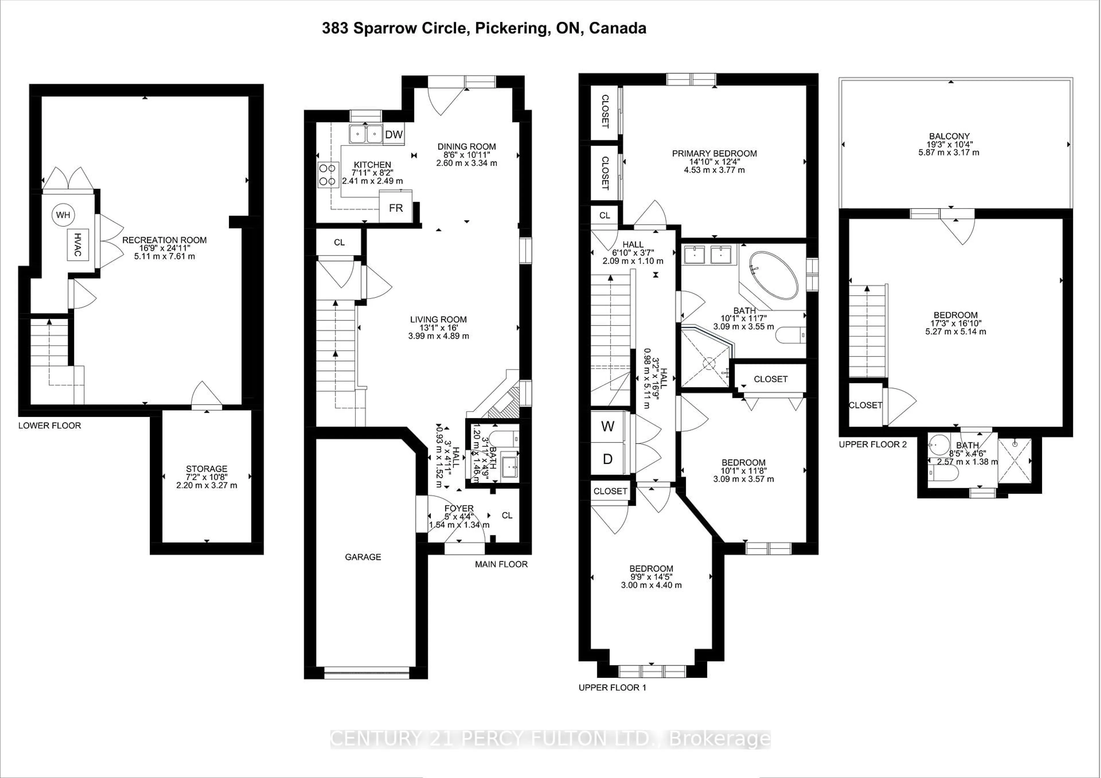 Floor plan for 383 Sparrow Circ, Pickering Ontario L1V 7E7