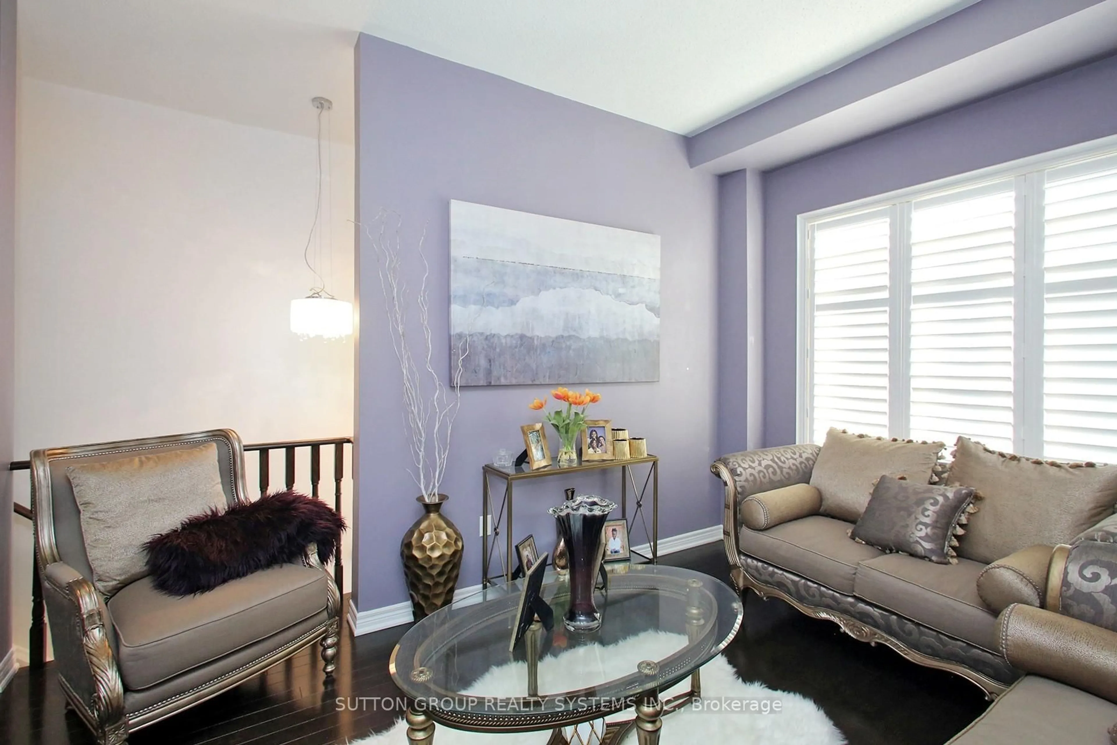 Living room with furniture, wood/laminate floor for 41 Martinworth Lane, Ajax Ontario L1Z 0L1