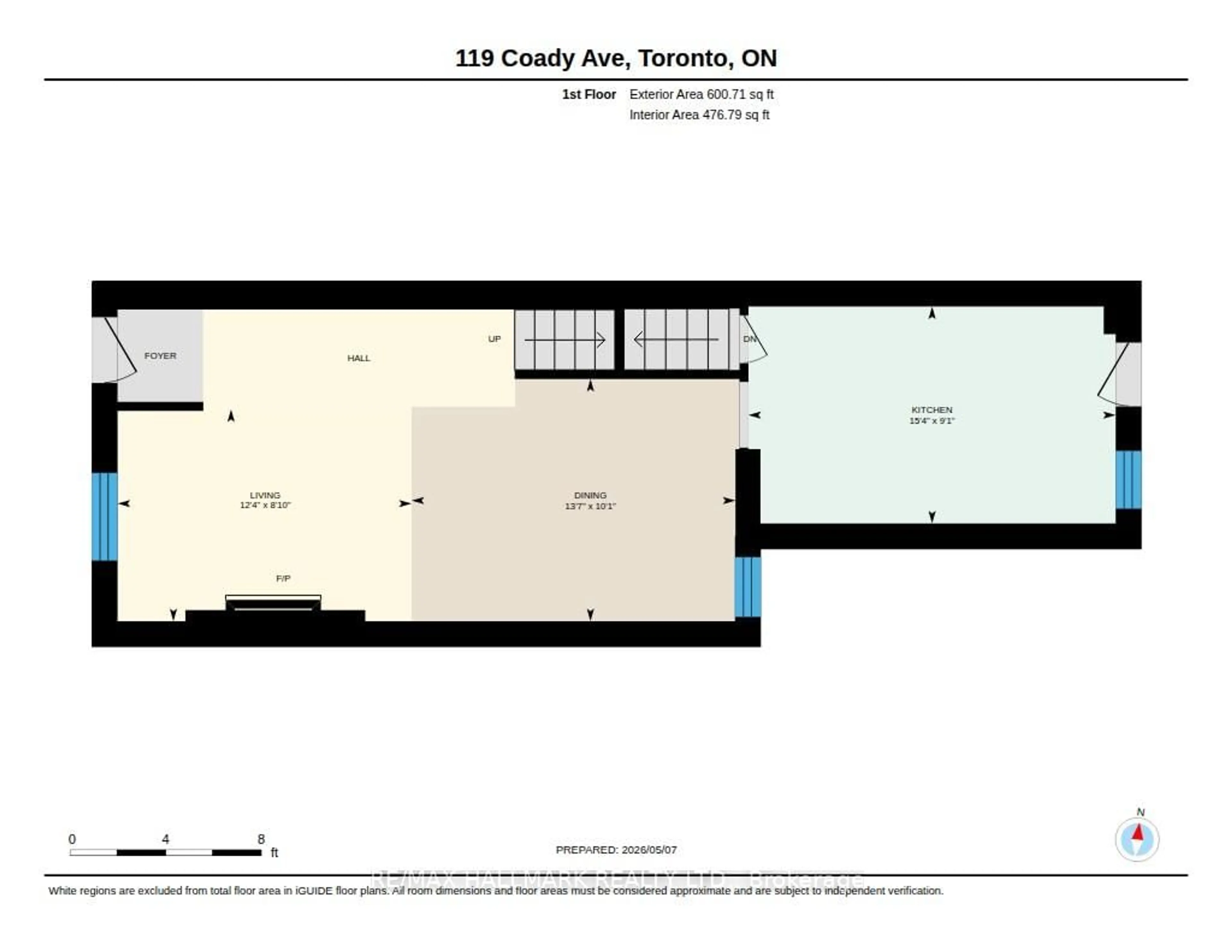 Floor plan for 119 Coady Ave, Toronto Ontario M4M 2Y9