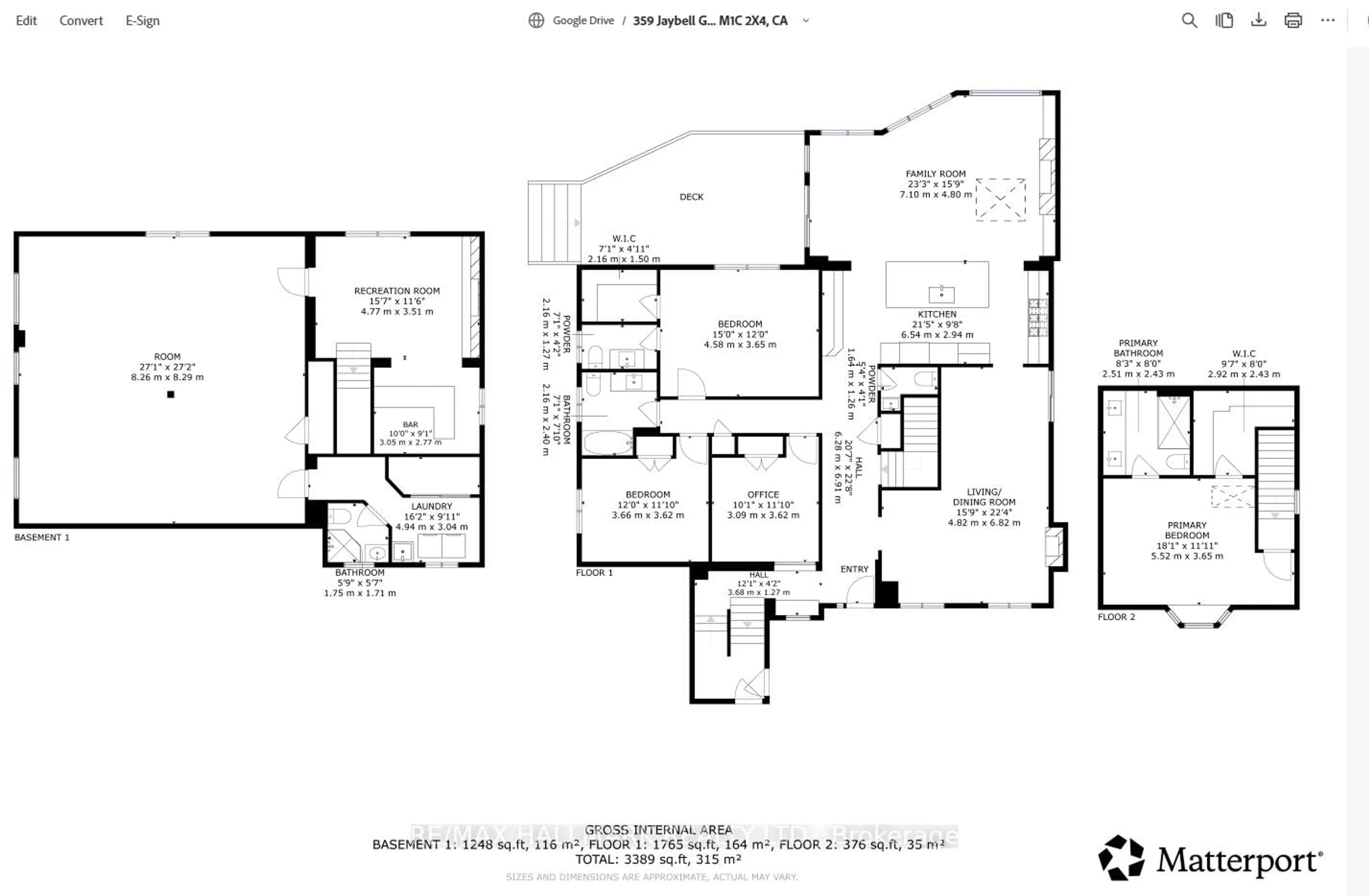 Floor plan for 359 Jaybell Grve, Toronto Ontario M1C 2X4
