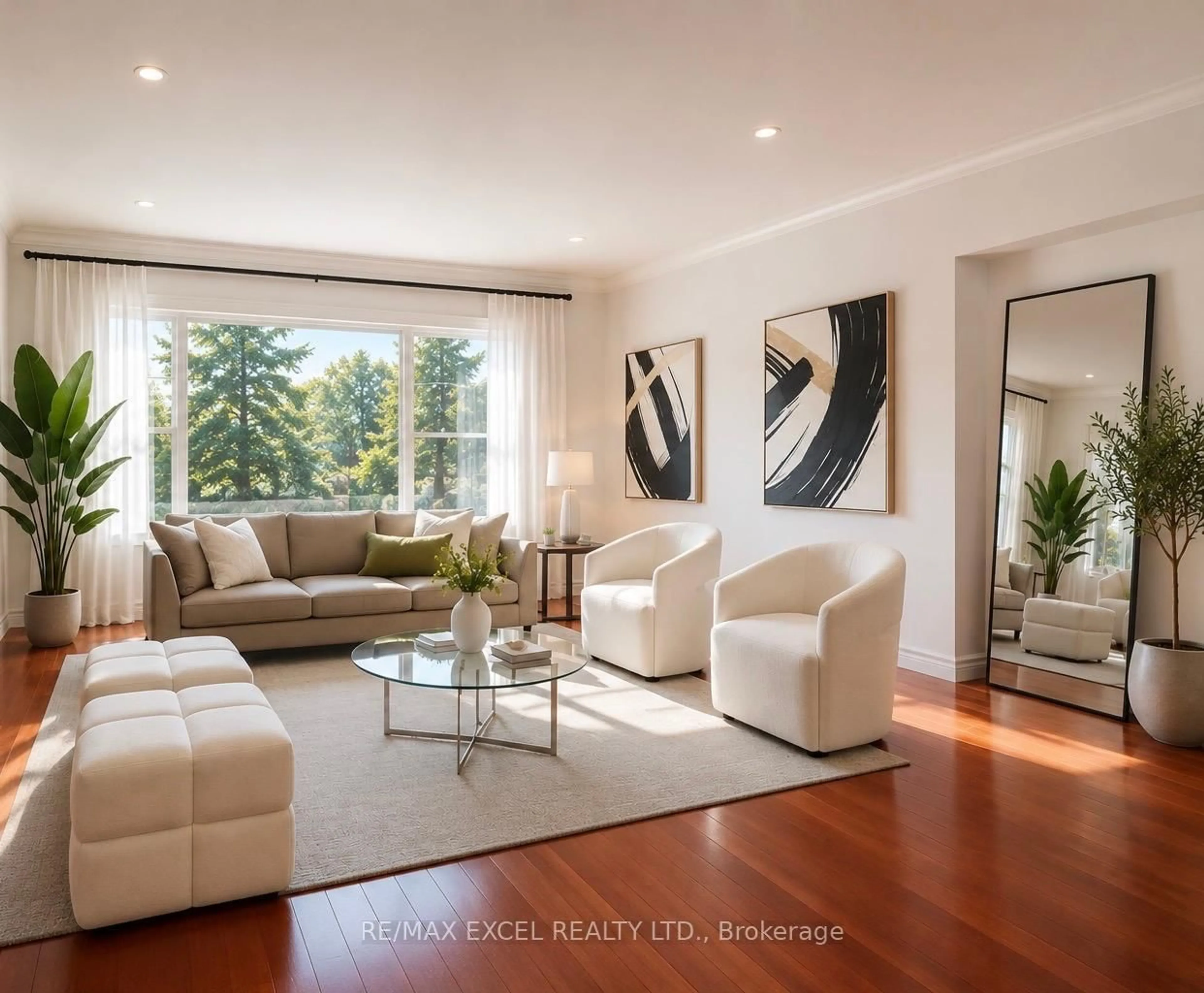 Living room with furniture, wood/laminate floor for 2 Charlemont Cres, Toronto Ontario M1T 1M4