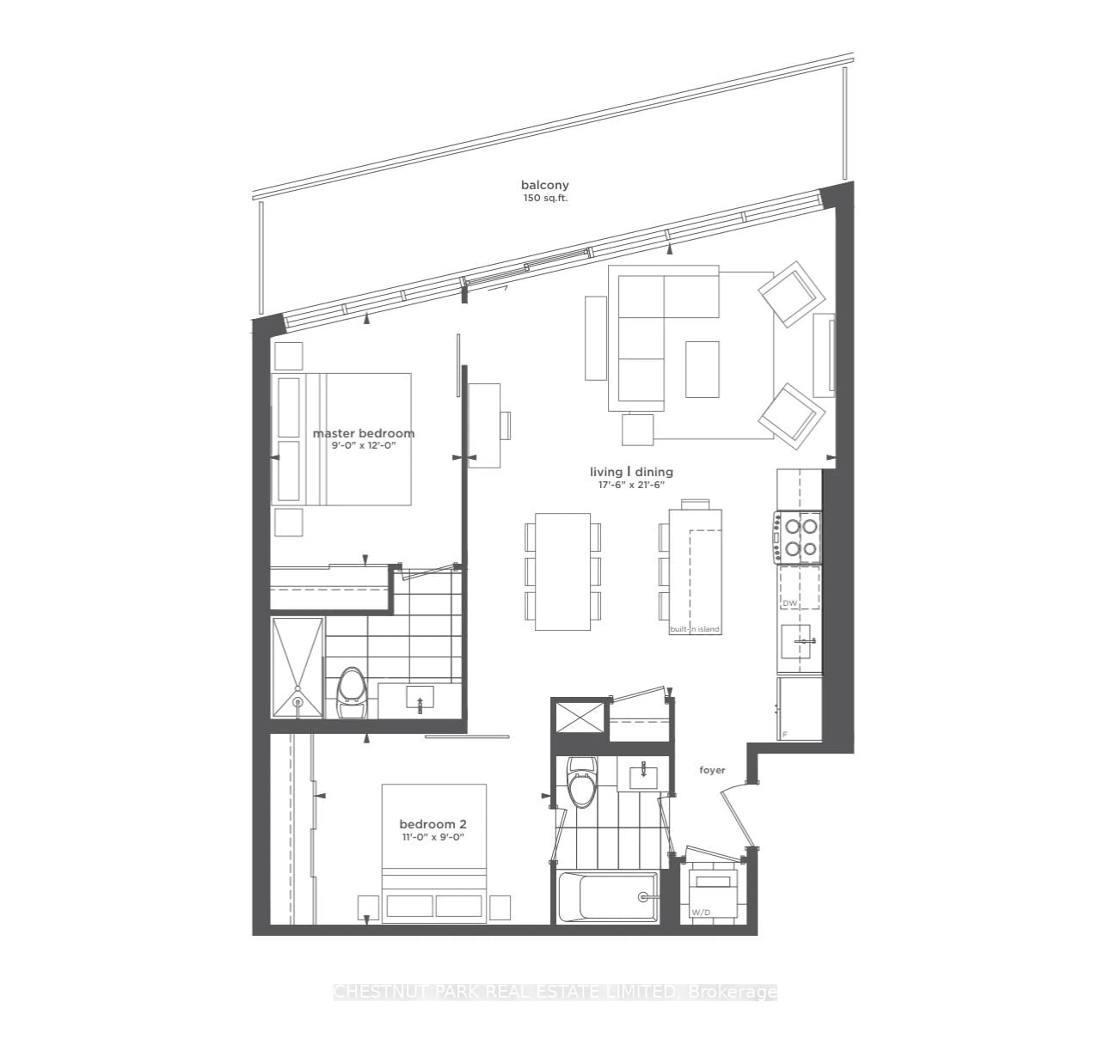 Floor plan for 630 Kingston Rd #201, Toronto Ontario M4E 0B7