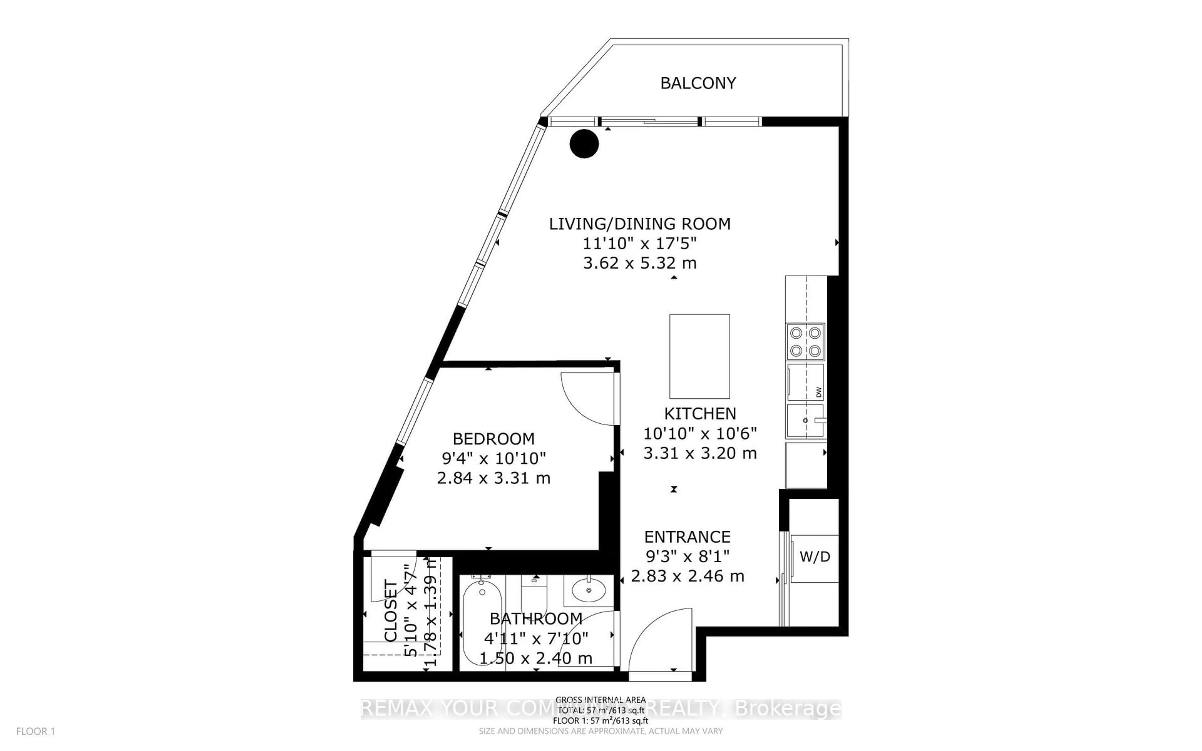 Floor plan for 1316 Kingston Rd #305, Toronto Ontario M1N 1P6