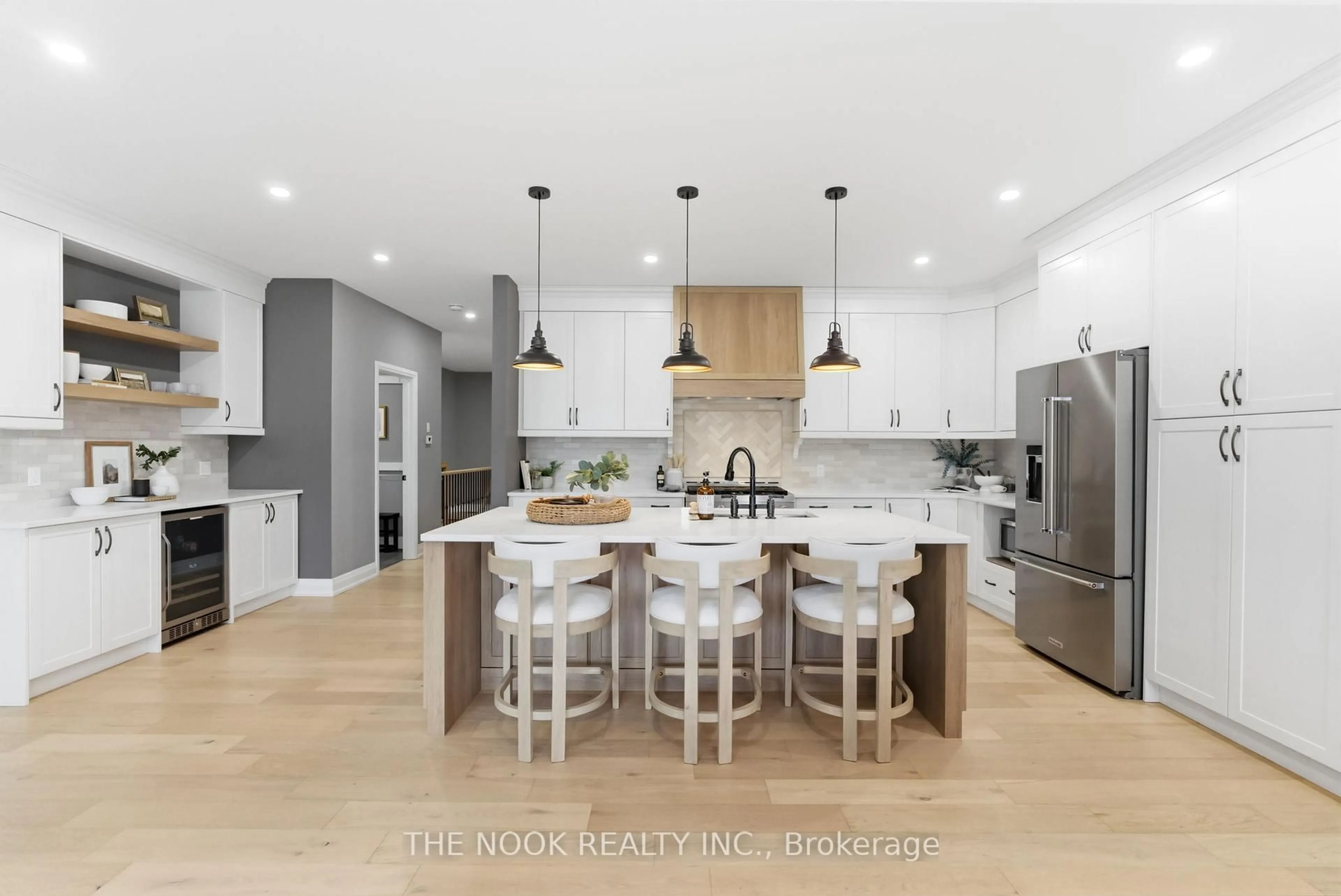 Open concept kitchen, wood/laminate floor for 75B Duke St, Clarington Ontario L1C 2V7