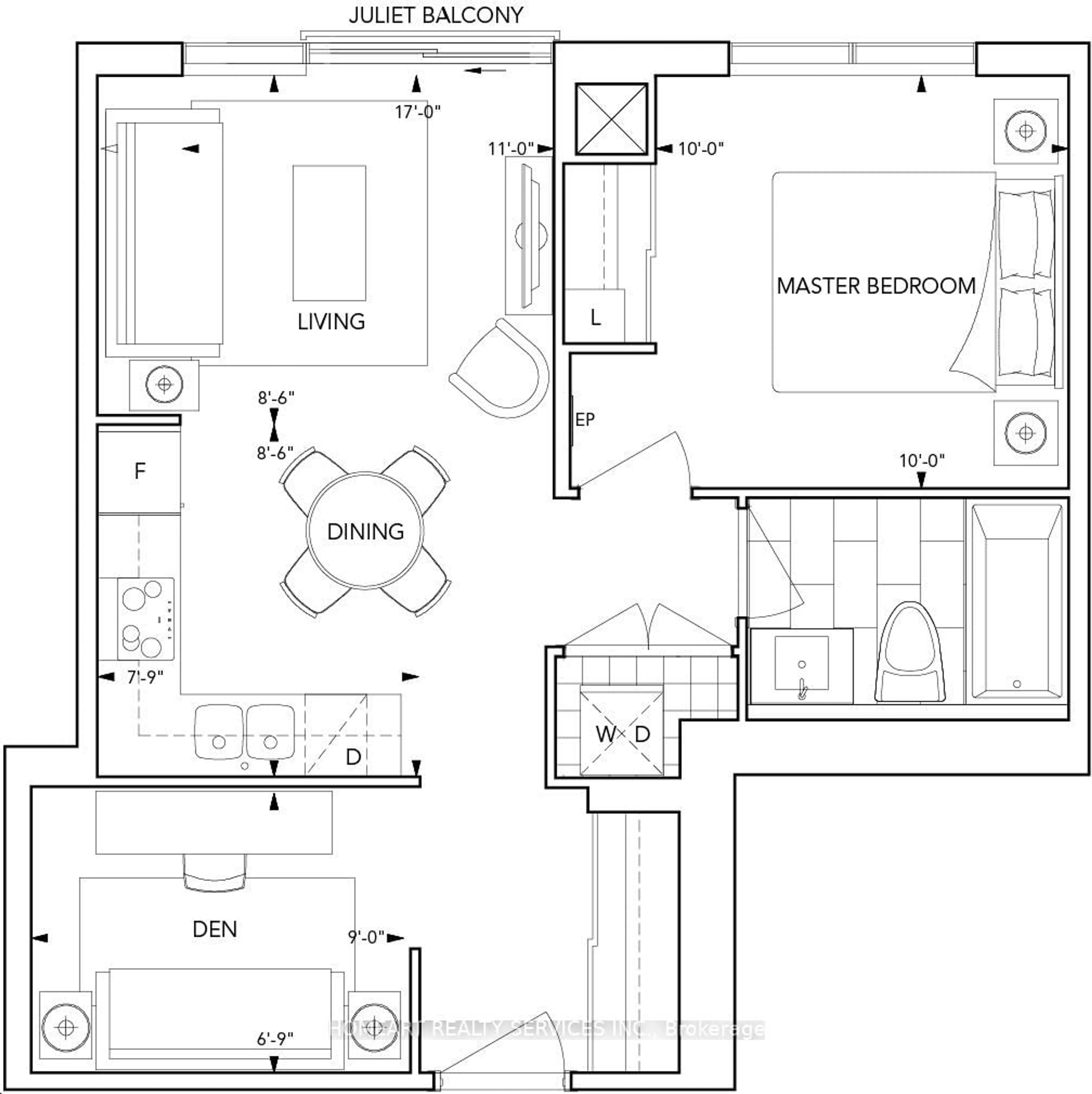 Floor plan for 275 Village Green Sq #1920, Toronto Ontario M1S 0L8