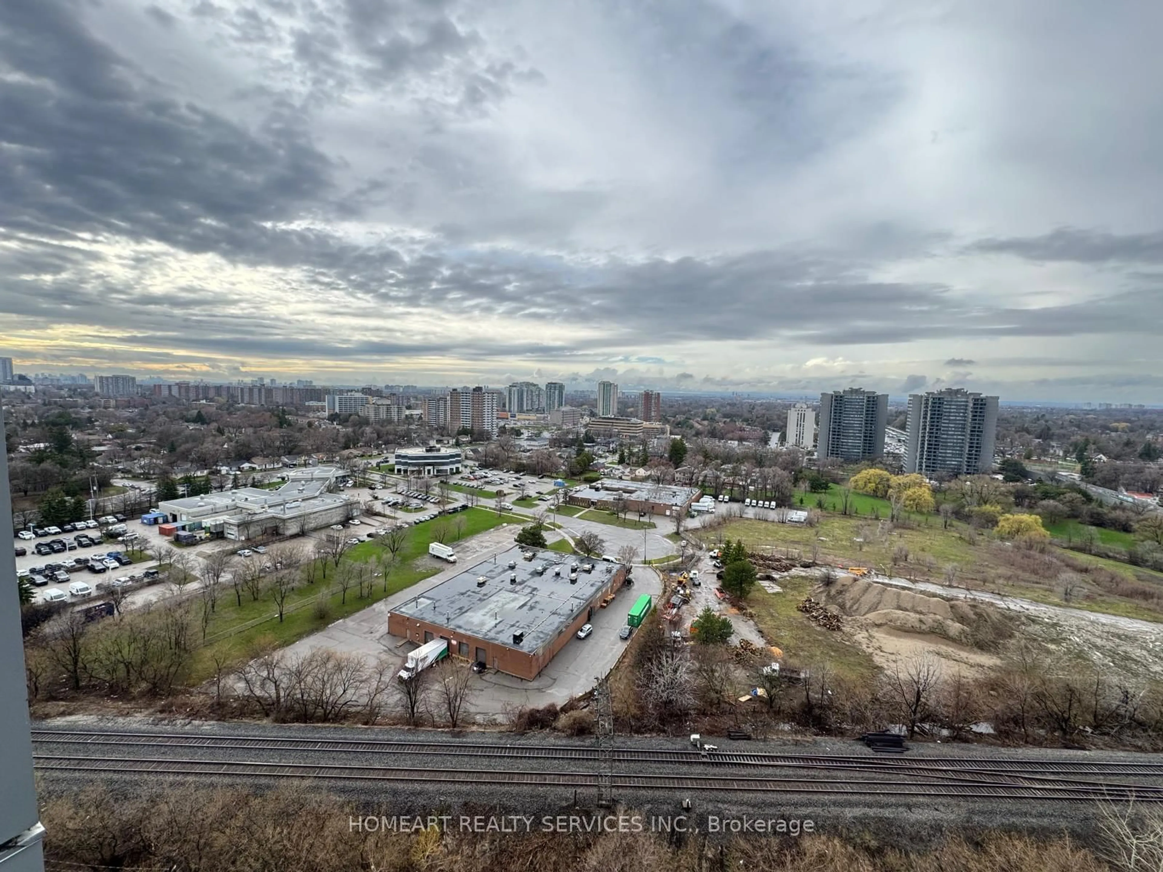 A pic from outside/outdoor area/front of a property/back of a property/a pic from drone, city buildings view from balcony for 275 Village Green Sq #1920, Toronto Ontario M1S 0L8