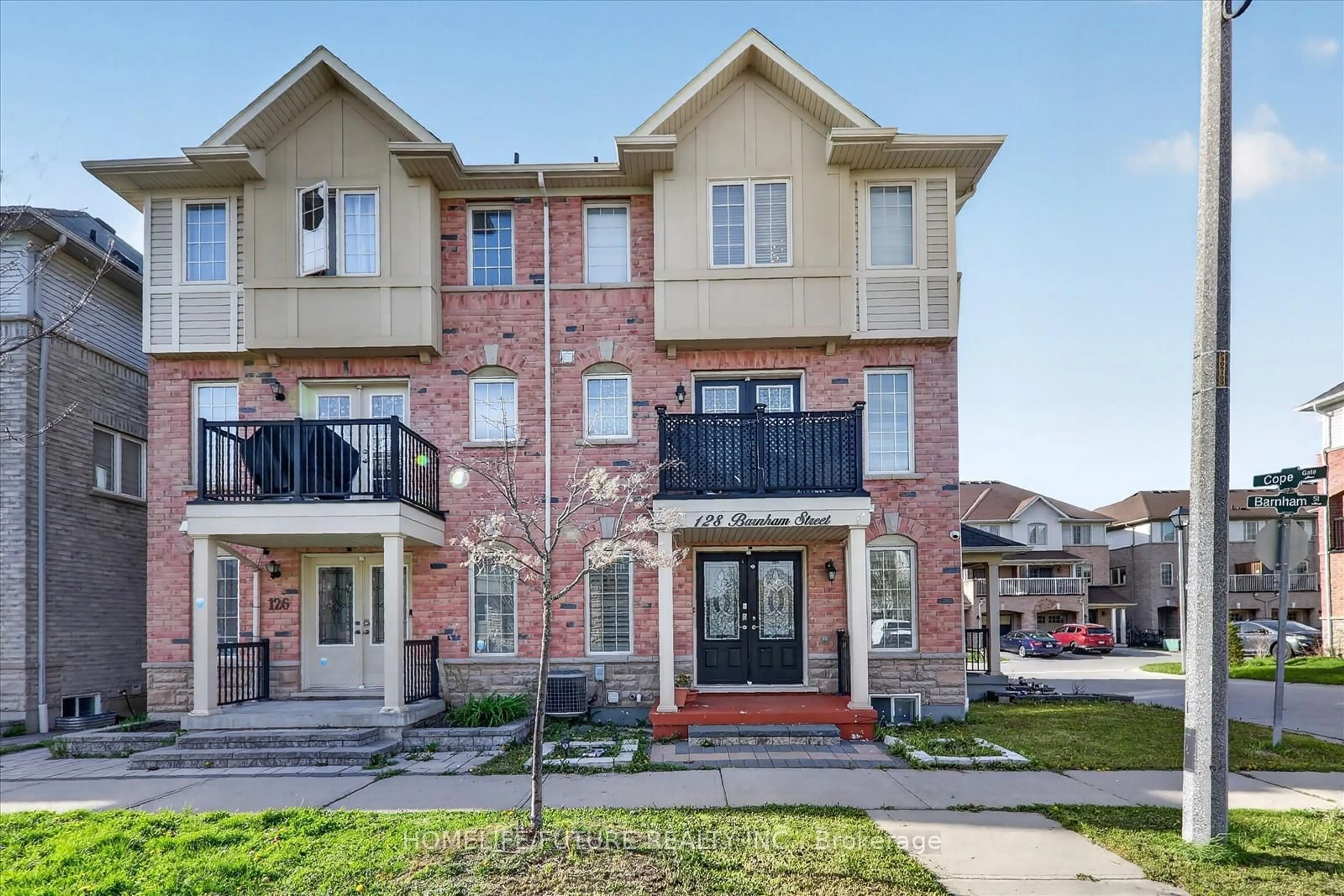 Home with brick exterior material, street for 128 Barnham St, Ajax Ontario L1Z 0K7