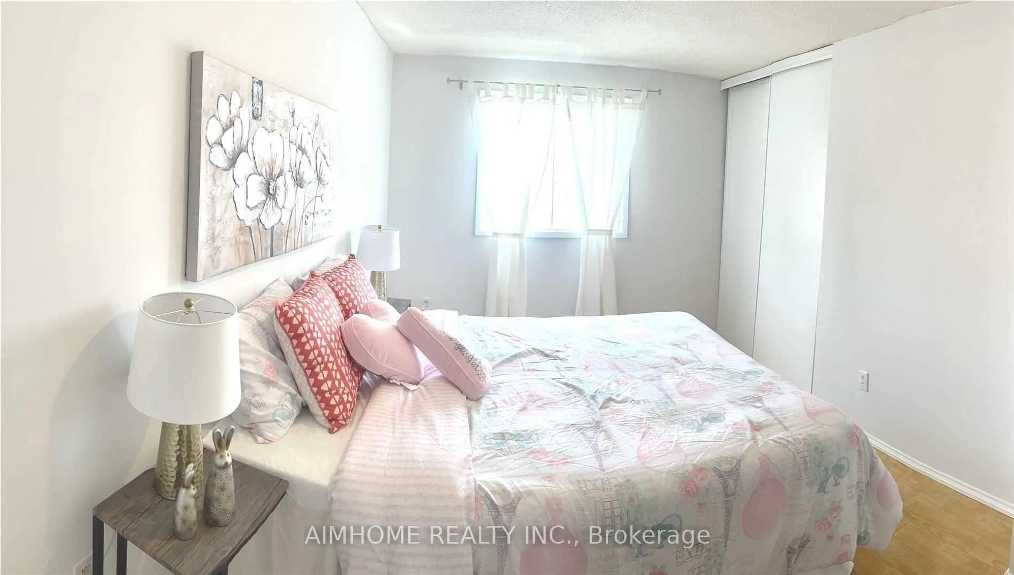 Bedroom with bed, wood/laminate floor for 180 Valley Stream Dr, Toronto Ontario M1V 2A5