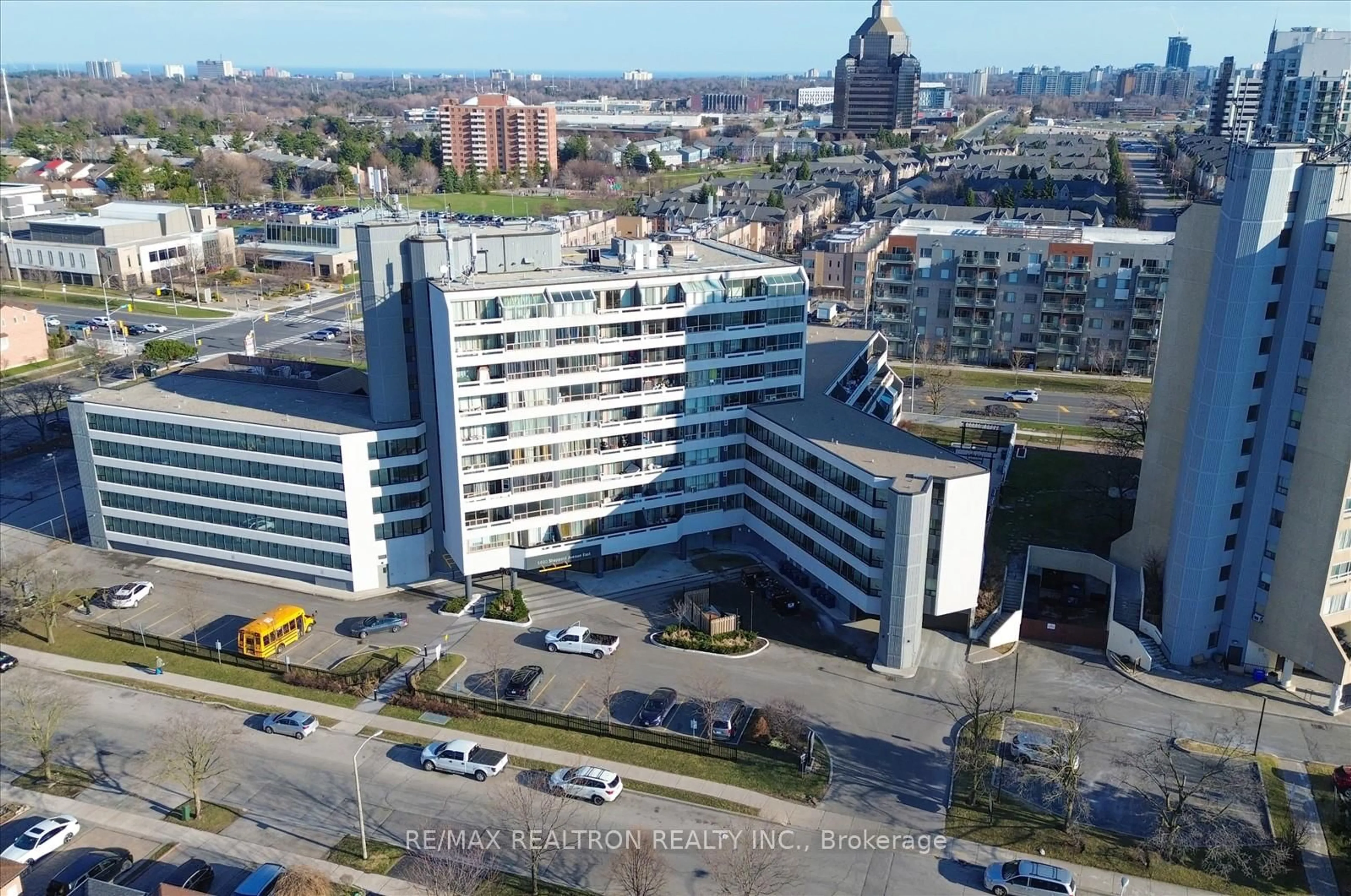 A pic from outside/outdoor area/front of a property/back of a property/a pic from drone, building for 5580 Sheppard Ave #1001, Toronto Ontario M1B 2L3
