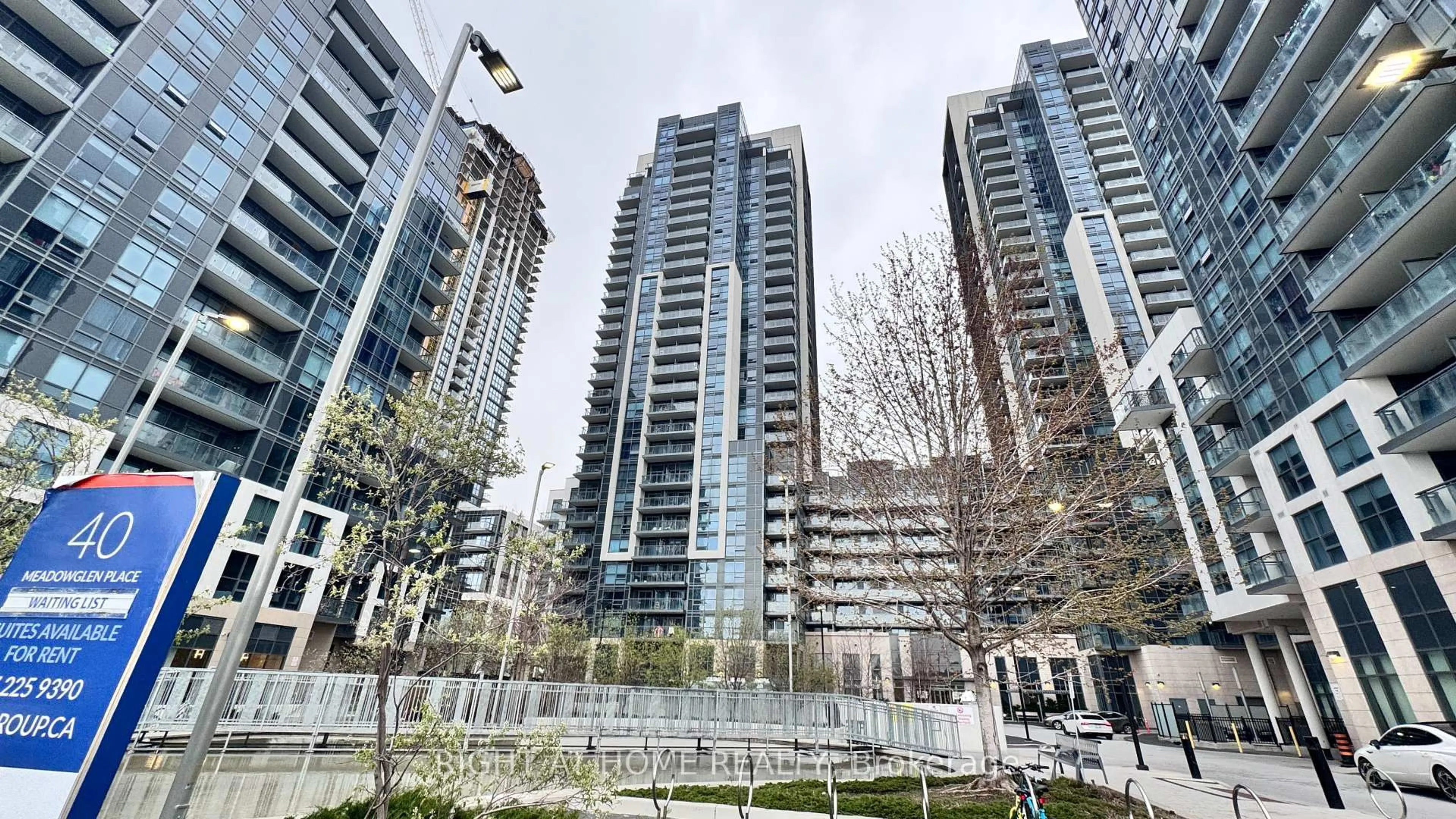 A pic from outside/outdoor area/front of a property/back of a property/a pic from drone, city buildings view from balcony for 20 Meadowglen Pl #824, Toronto Ontario M1G 0A9