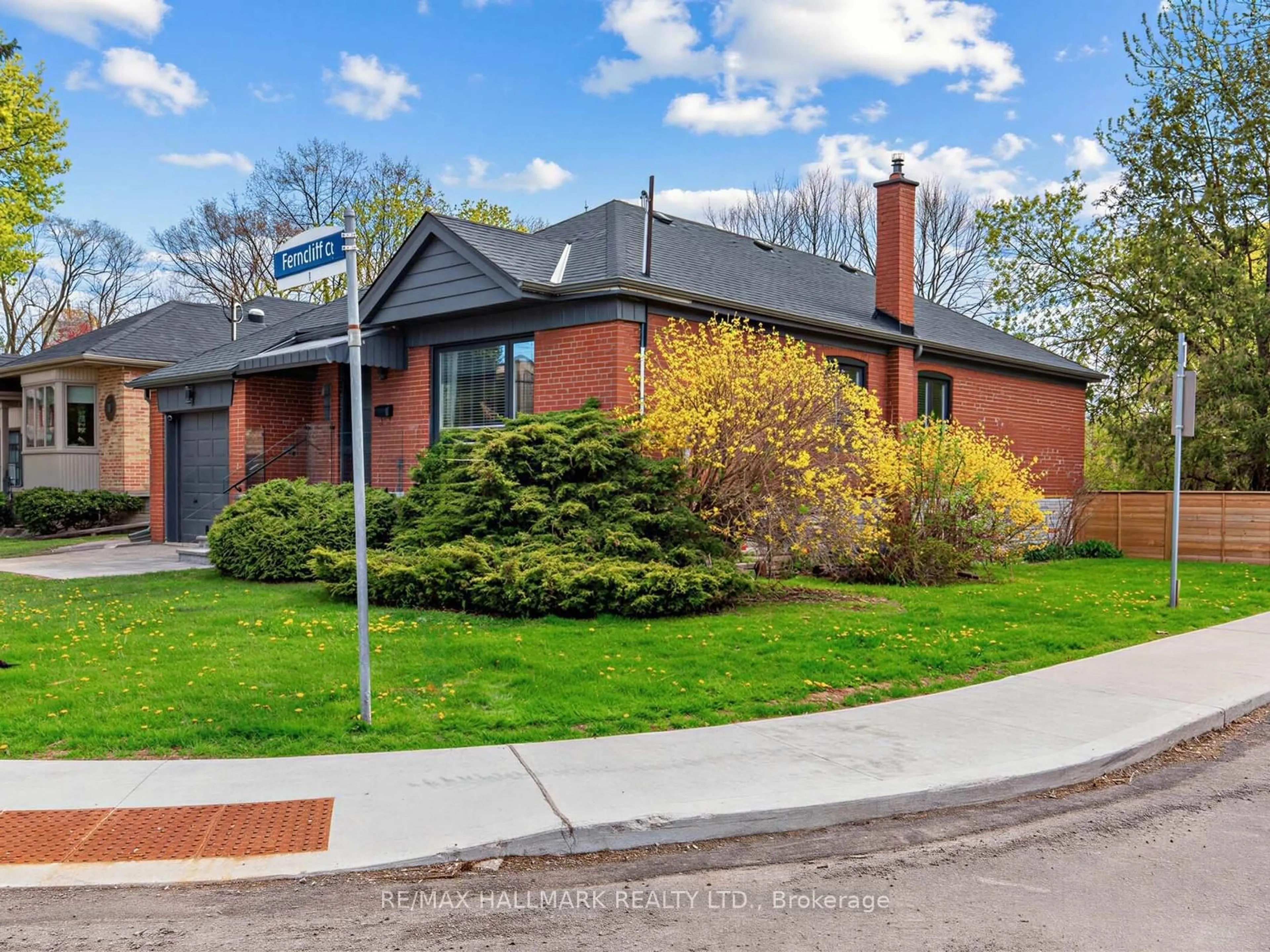 Home with brick exterior material, street for 1 Ferncliff Crt, Toronto Ontario M4B 2M3