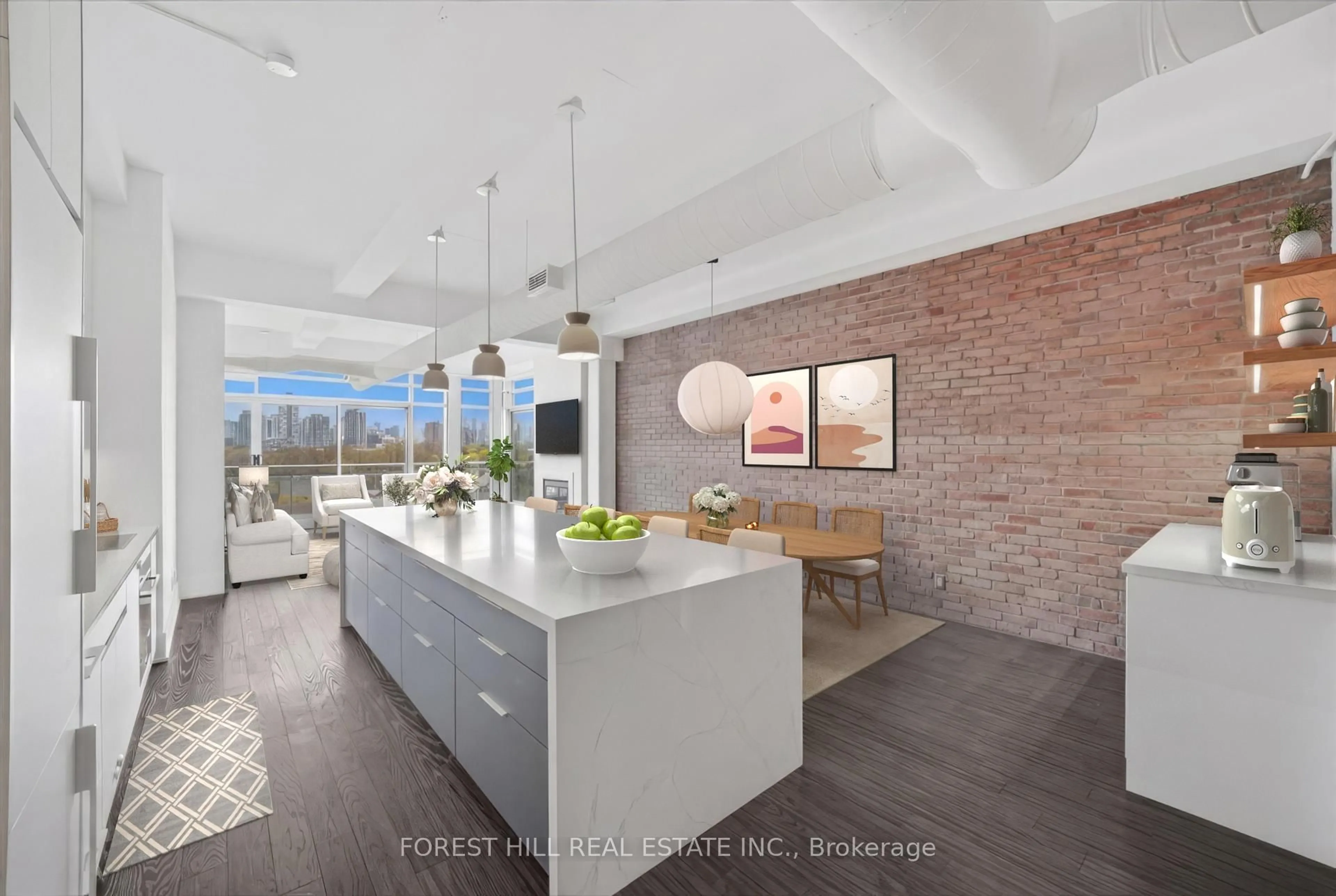 Open concept kitchen, ceramic/tile floor for 233 Carlaw Ave #804, Toronto Ontario M4M 3N6