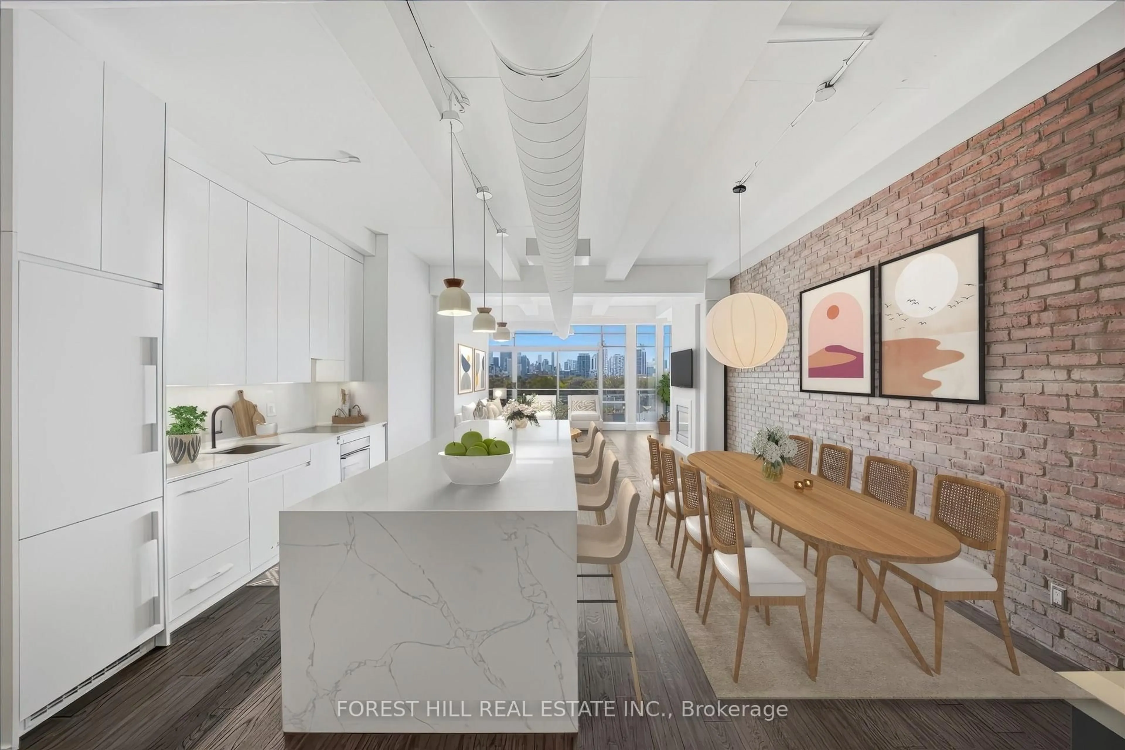 Open concept kitchen, ceramic/tile floor for 233 Carlaw Ave #804, Toronto Ontario M4M 3N6