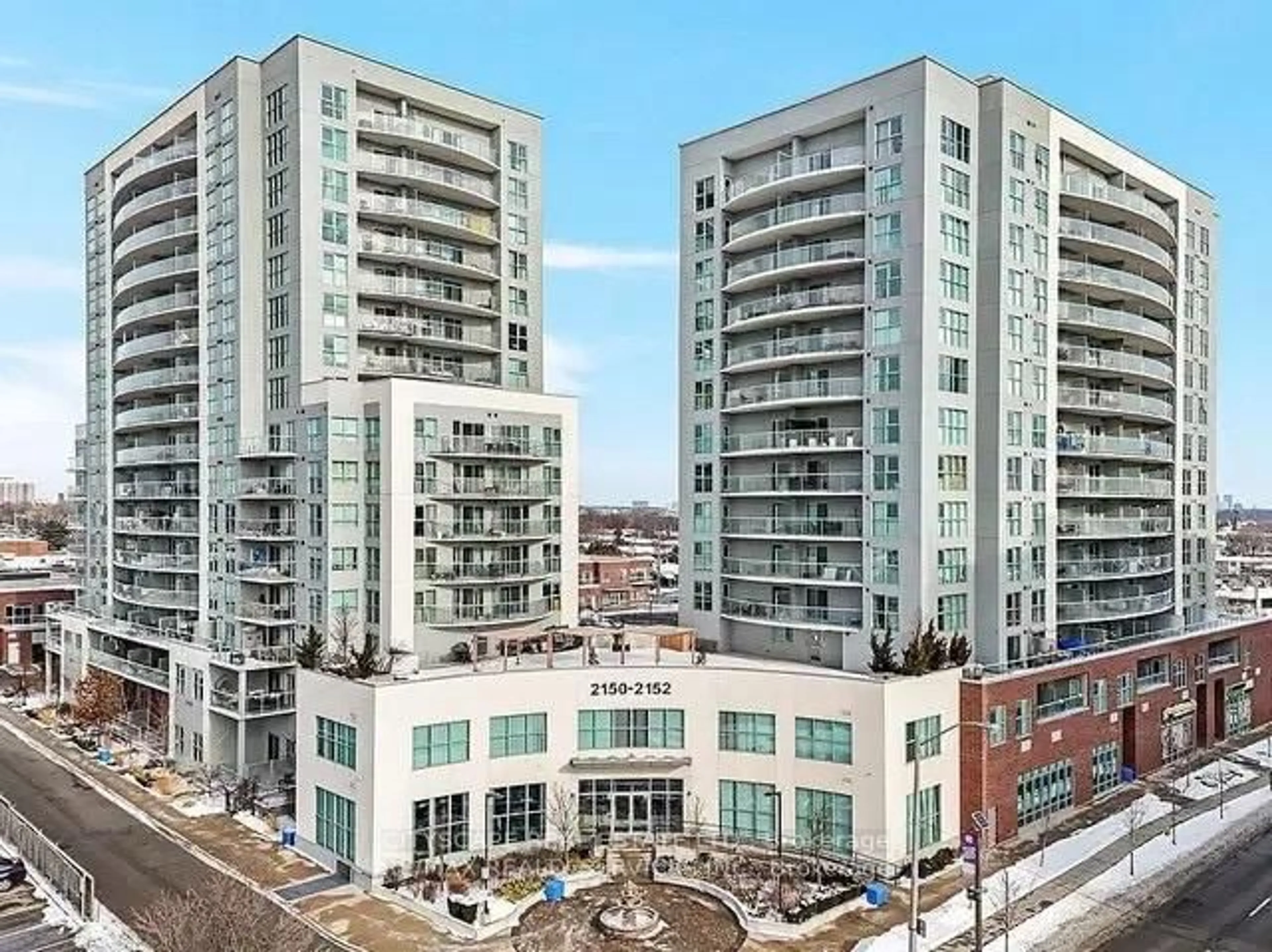 A pic from outside/outdoor area/front of a property/back of a property/a pic from drone, city buildings view from balcony for 2152 Lawrence Ave #606, Toronto Ontario M1R 0B5