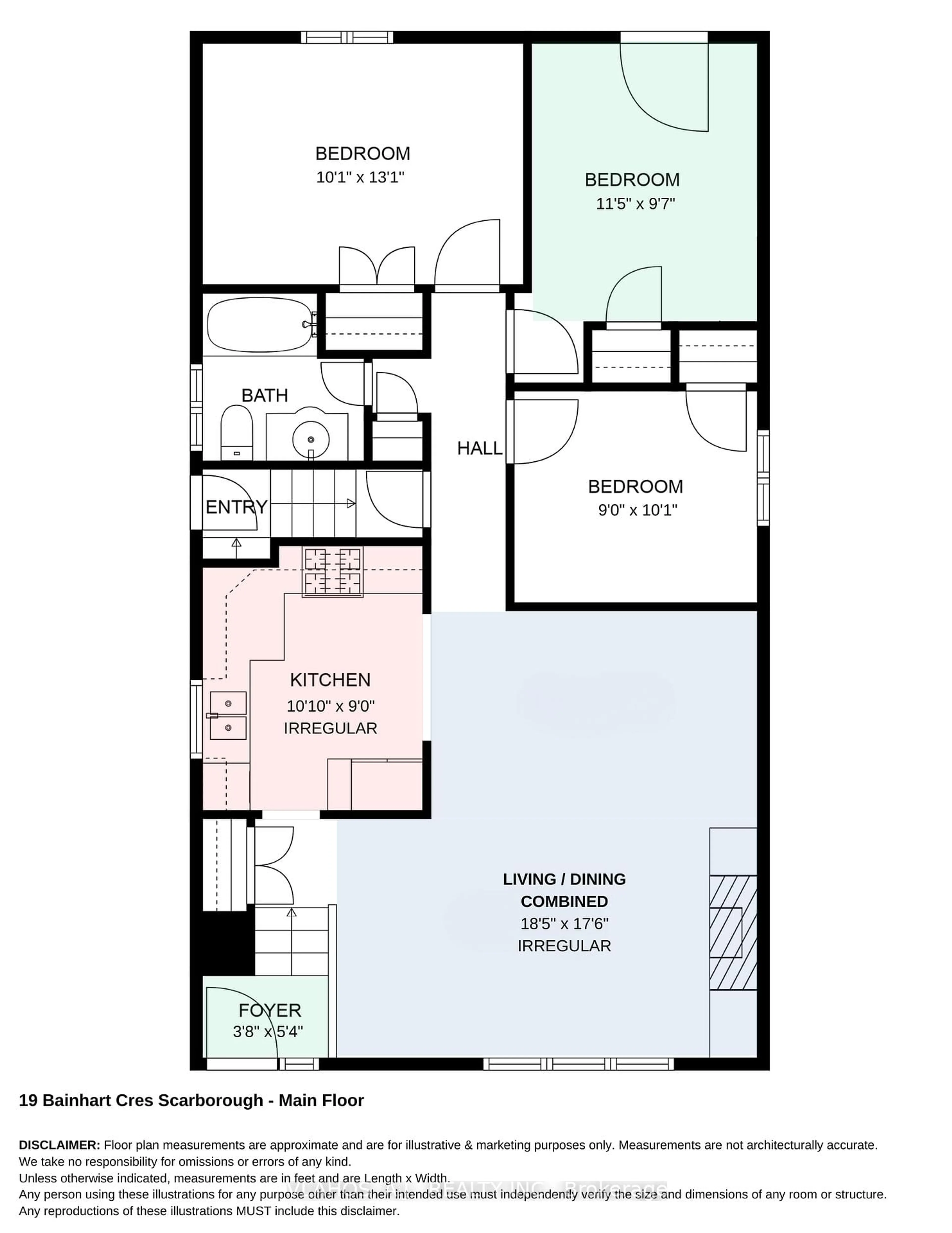 Floor plan for 19 Bainhart Cres, Toronto Ontario M1H 2R4