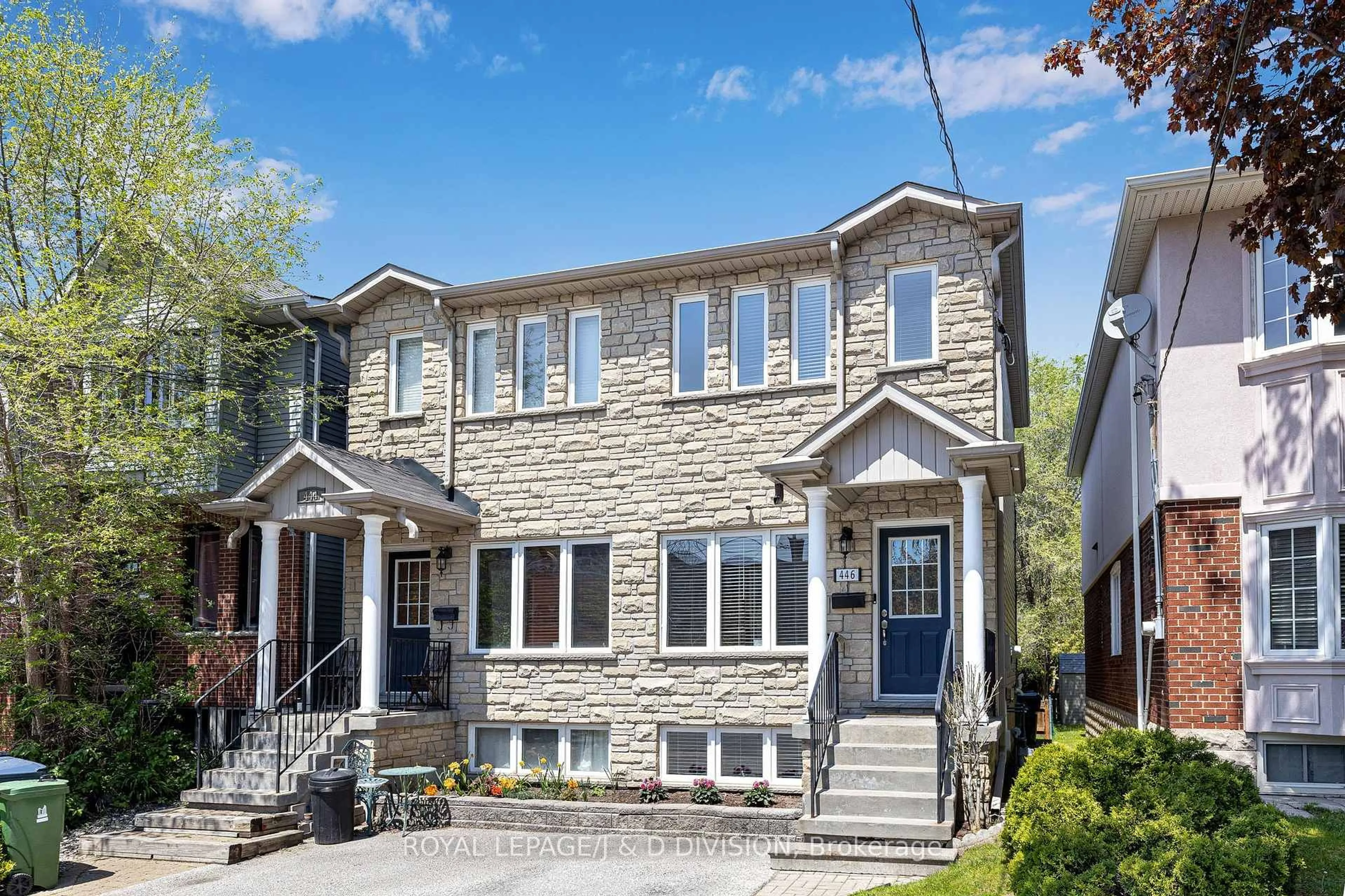 Home with brick exterior material, street for 446 Sammon Ave, Toronto Ontario M4J 2B2