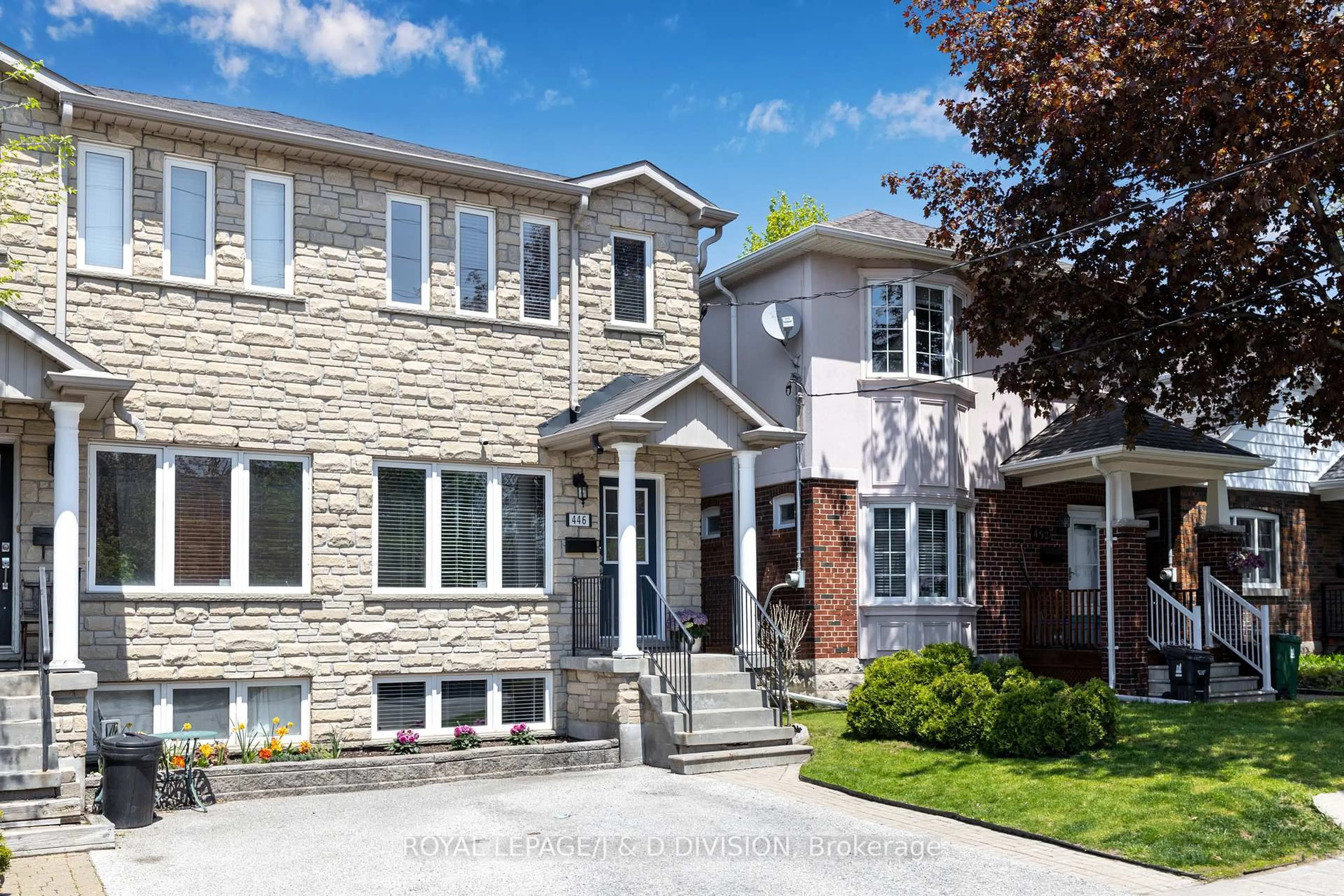 Home with brick exterior material, street for 446 Sammon Ave, Toronto Ontario M4J 2B2