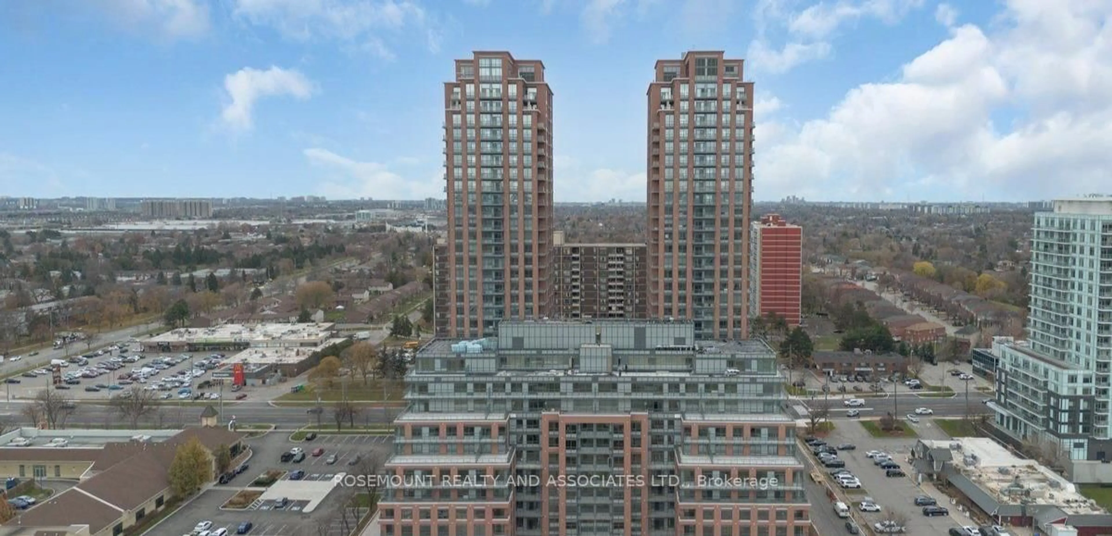 A pic from outside/outdoor area/front of a property/back of a property/a pic from drone, city buildings view from balcony for 3270 Sheppard Ave #1029, Toronto Ontario M1T 0B3