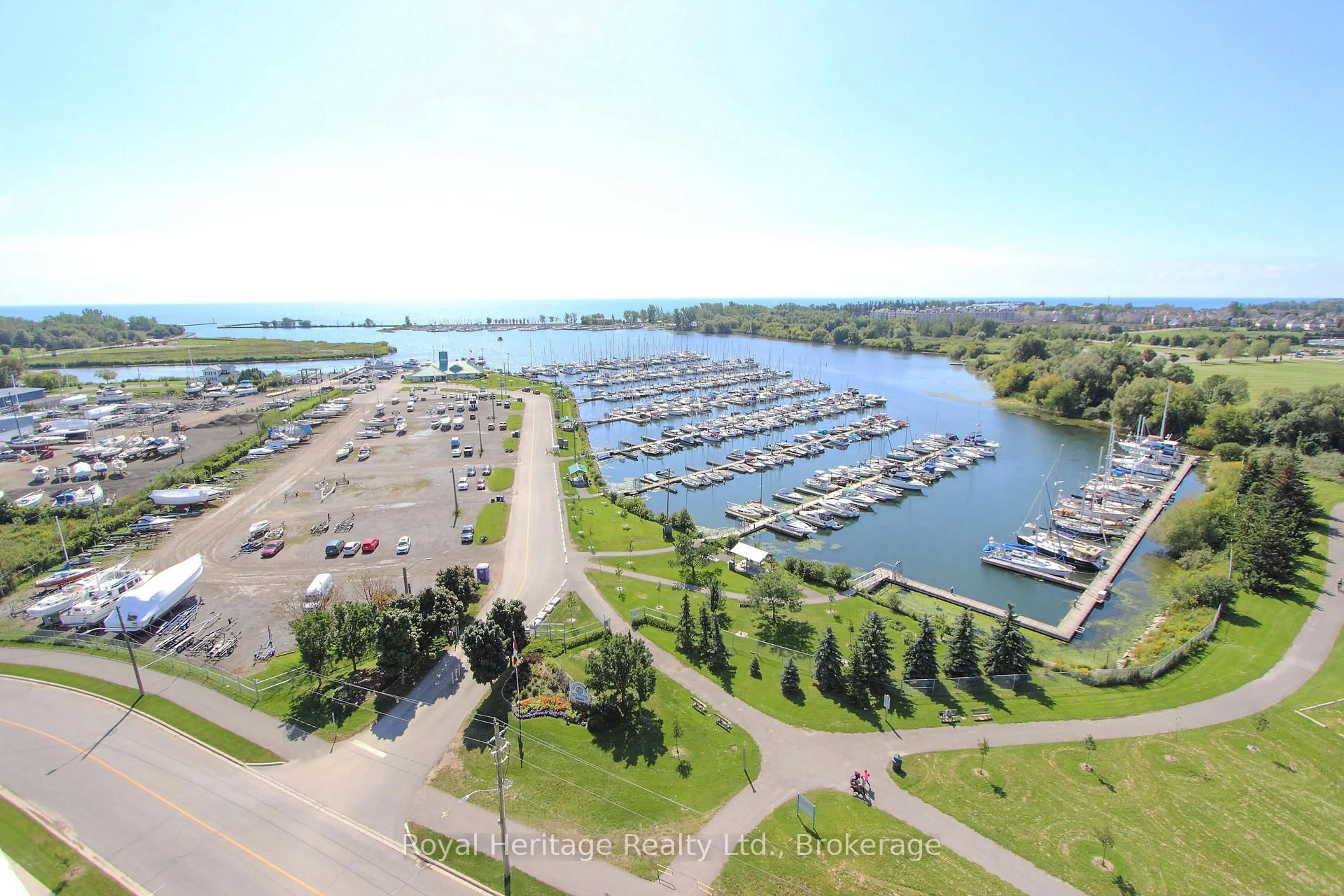 A pic from outside/outdoor area/front of a property/back of a property/a pic from drone, water/lake/river/ocean view for 340 Watson St St #PH09, Whitby Ontario L1N 9G1