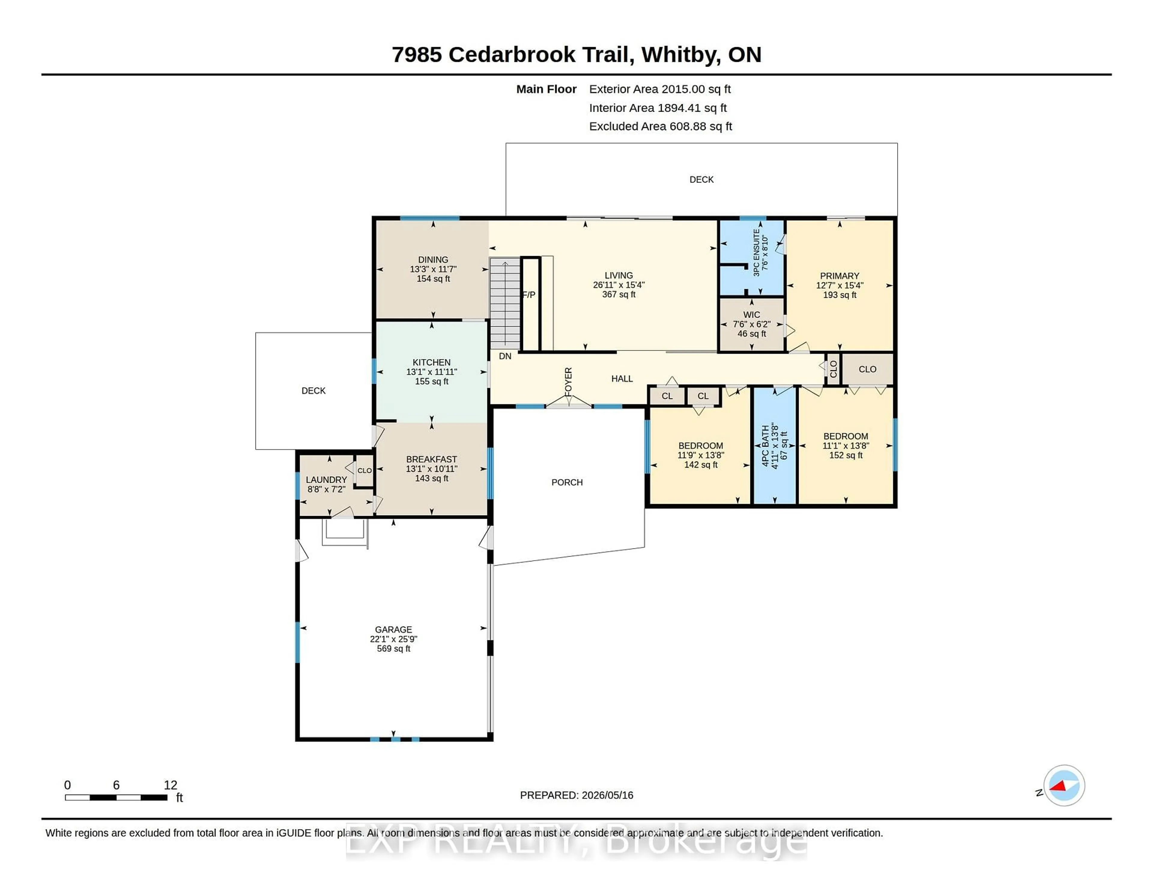 Floor plan for 7985 Cedarbrook Tr, Whitby Ontario L1M 1L9