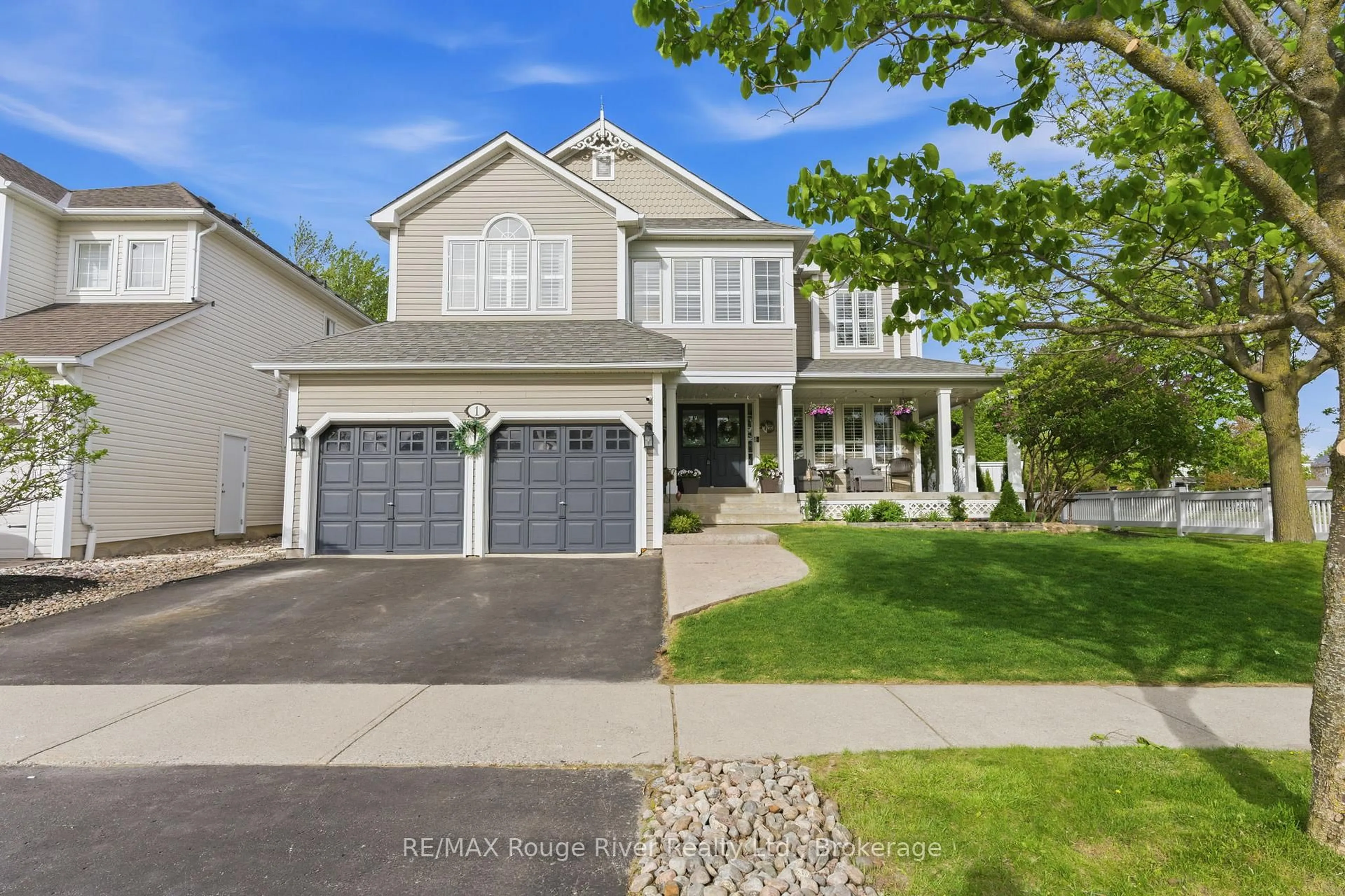 Home with vinyl exterior material, street for 1 Sturgess Cres, Whitby Ontario L1M 1J9