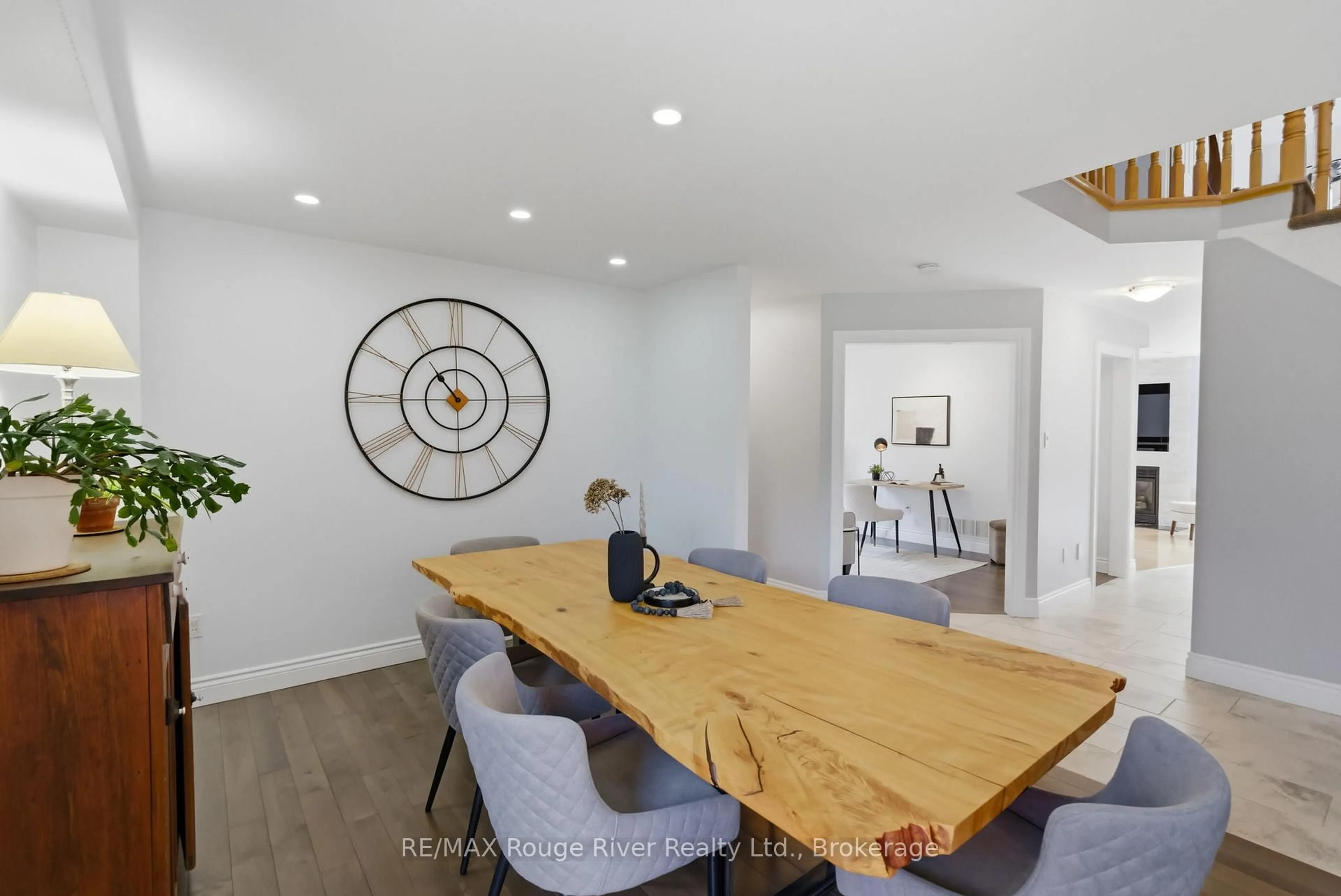 Dining room, wood/laminate floor for 46 Wetherburn Dr, Whitby Ontario L1P 1M7