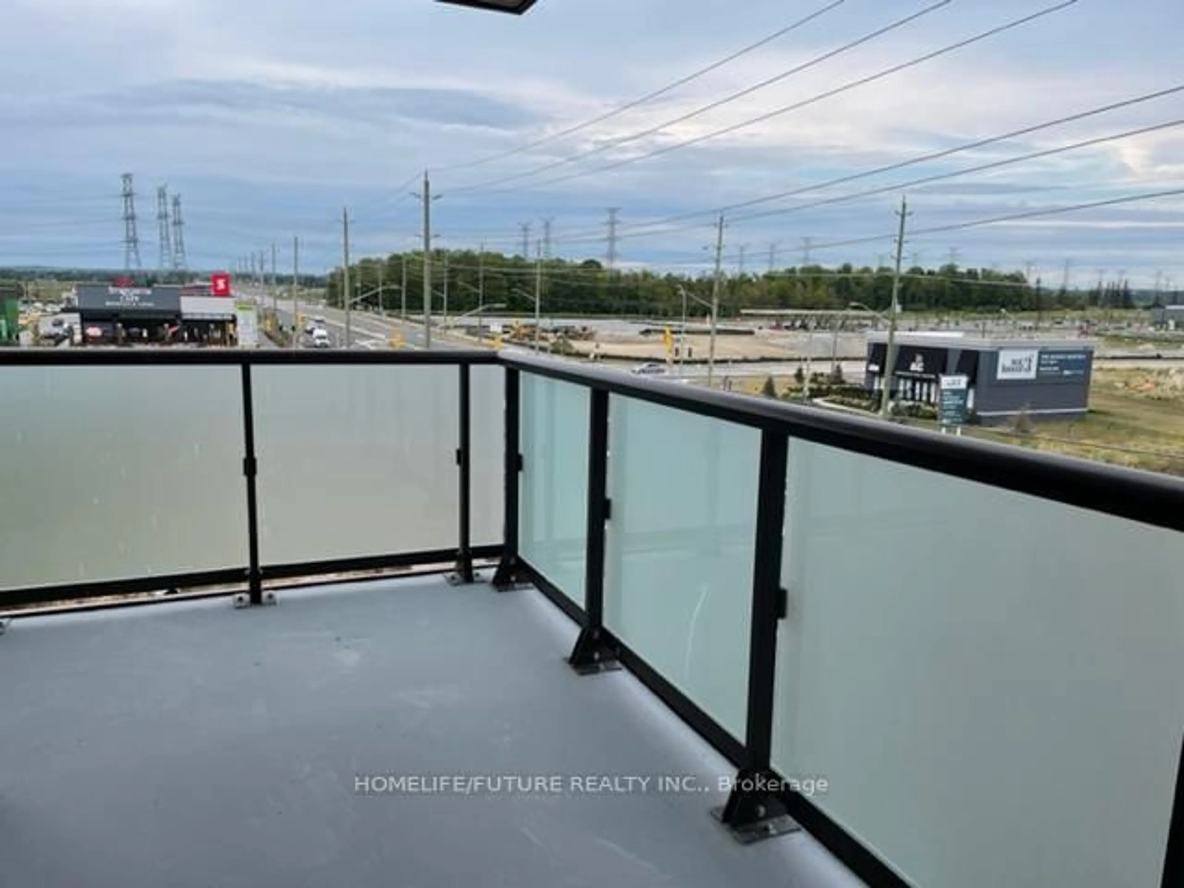Balcony in the apartment, city buildings view from balcony for 2550 Simcoe St #407, Oshawa Ontario L1L 0R5