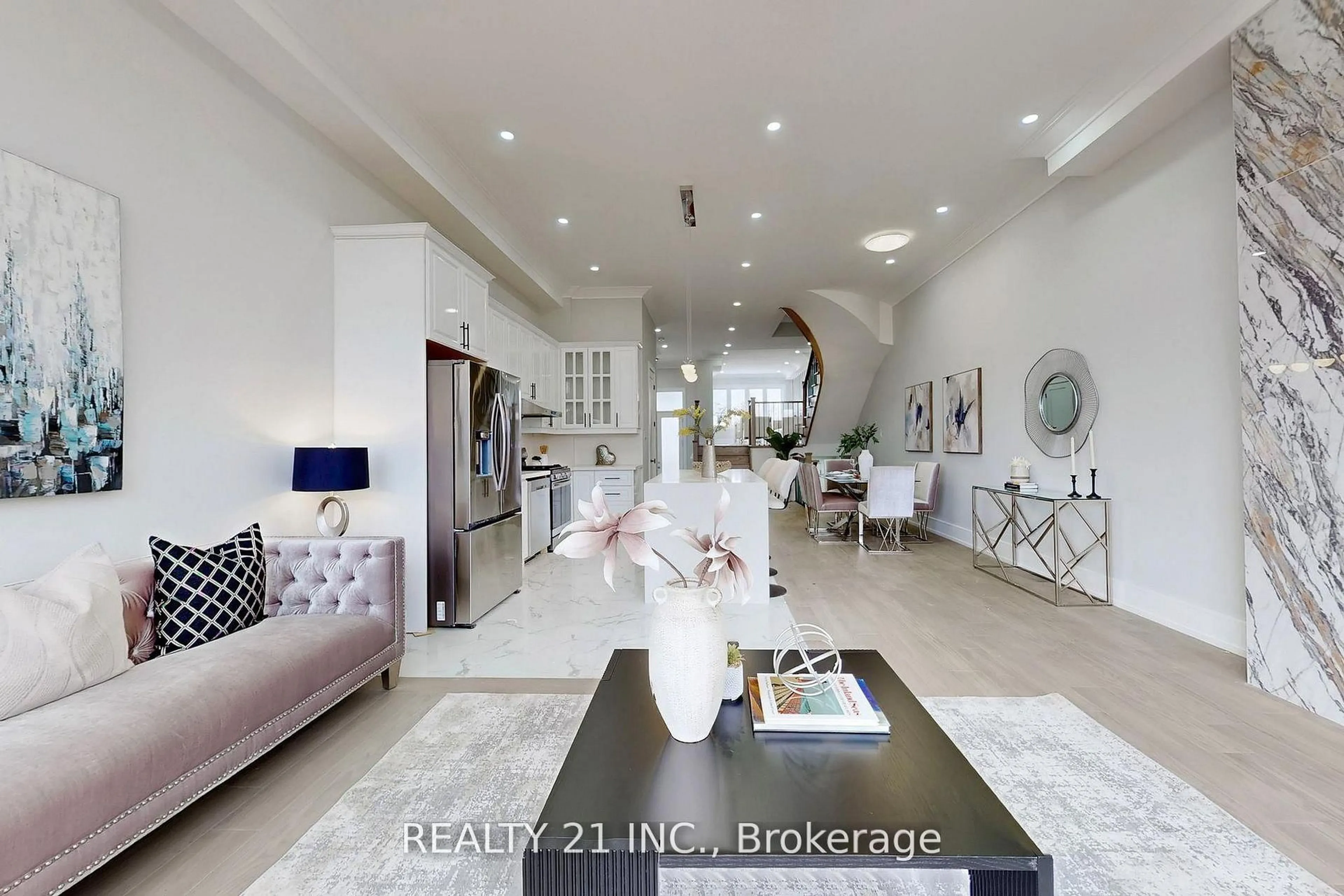 Living room with furniture, ceramic/tile floor for 15 Malta St, Toronto Ontario M1N 2L2