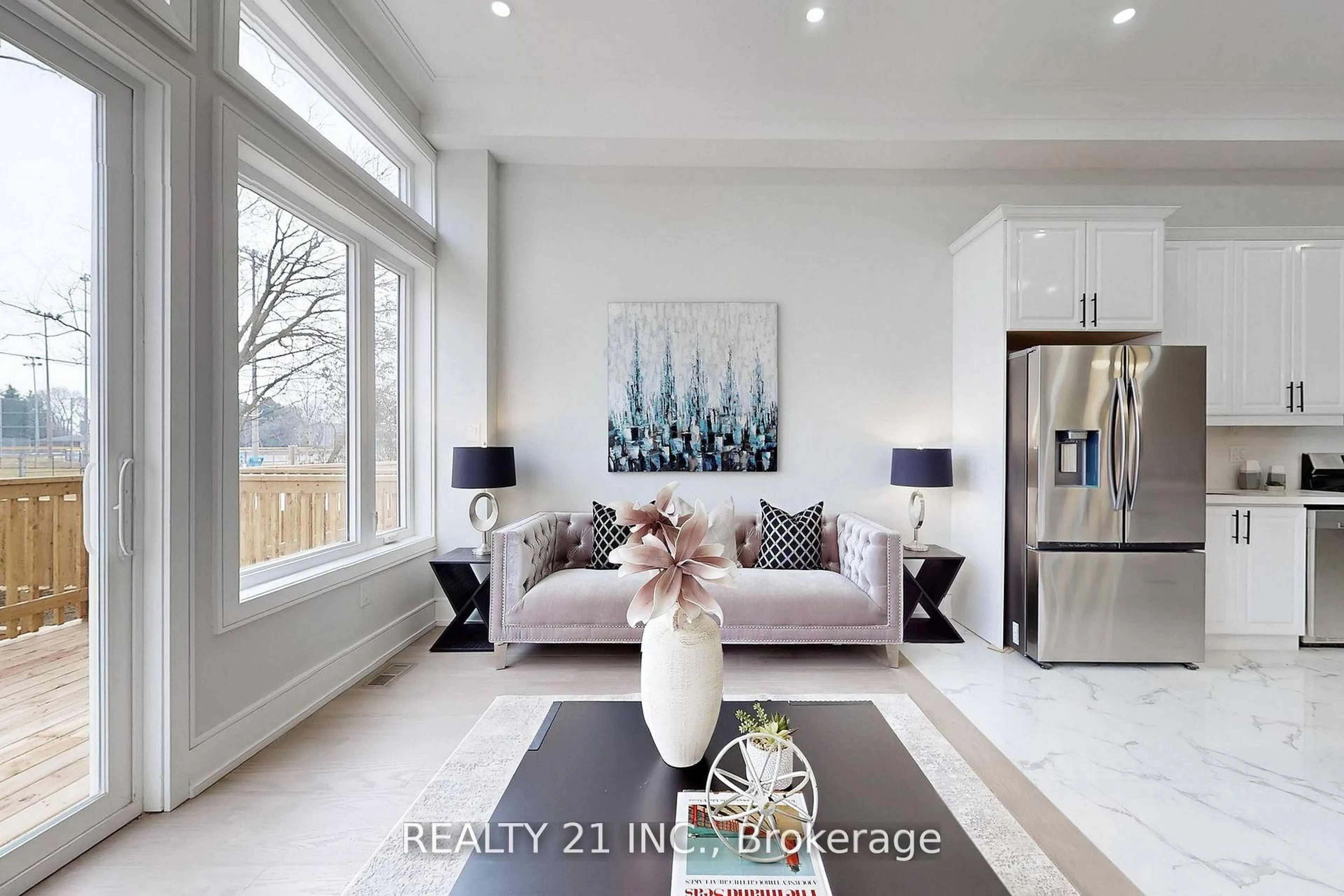 Living room with furniture, ceramic/tile floor for 15 Malta St, Toronto Ontario M1N 2L2