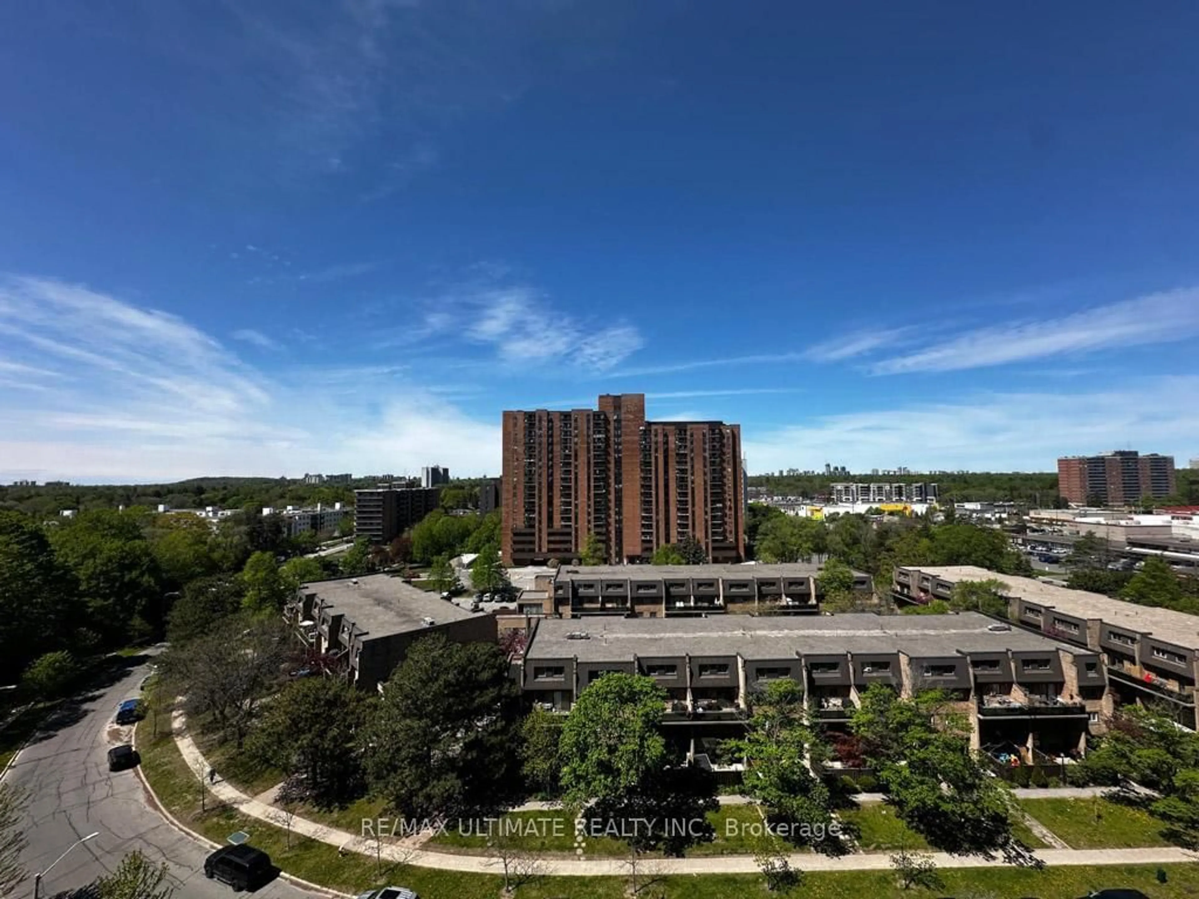 A pic from outside/outdoor area/front of a property/back of a property/a pic from drone, city buildings view from balcony for 121 Ling Rd #1106, Toronto Ontario M1E 4Y2