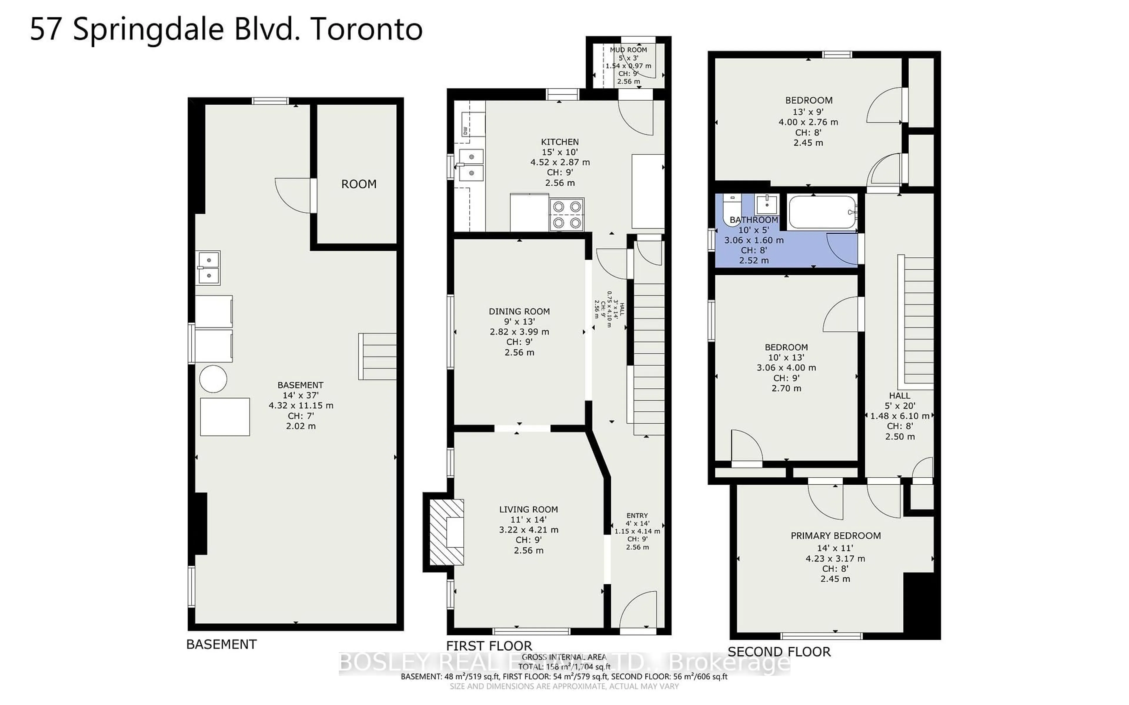 Floor plan for 57 Springdale Blvd, Toronto Ontario M4J 1W6
