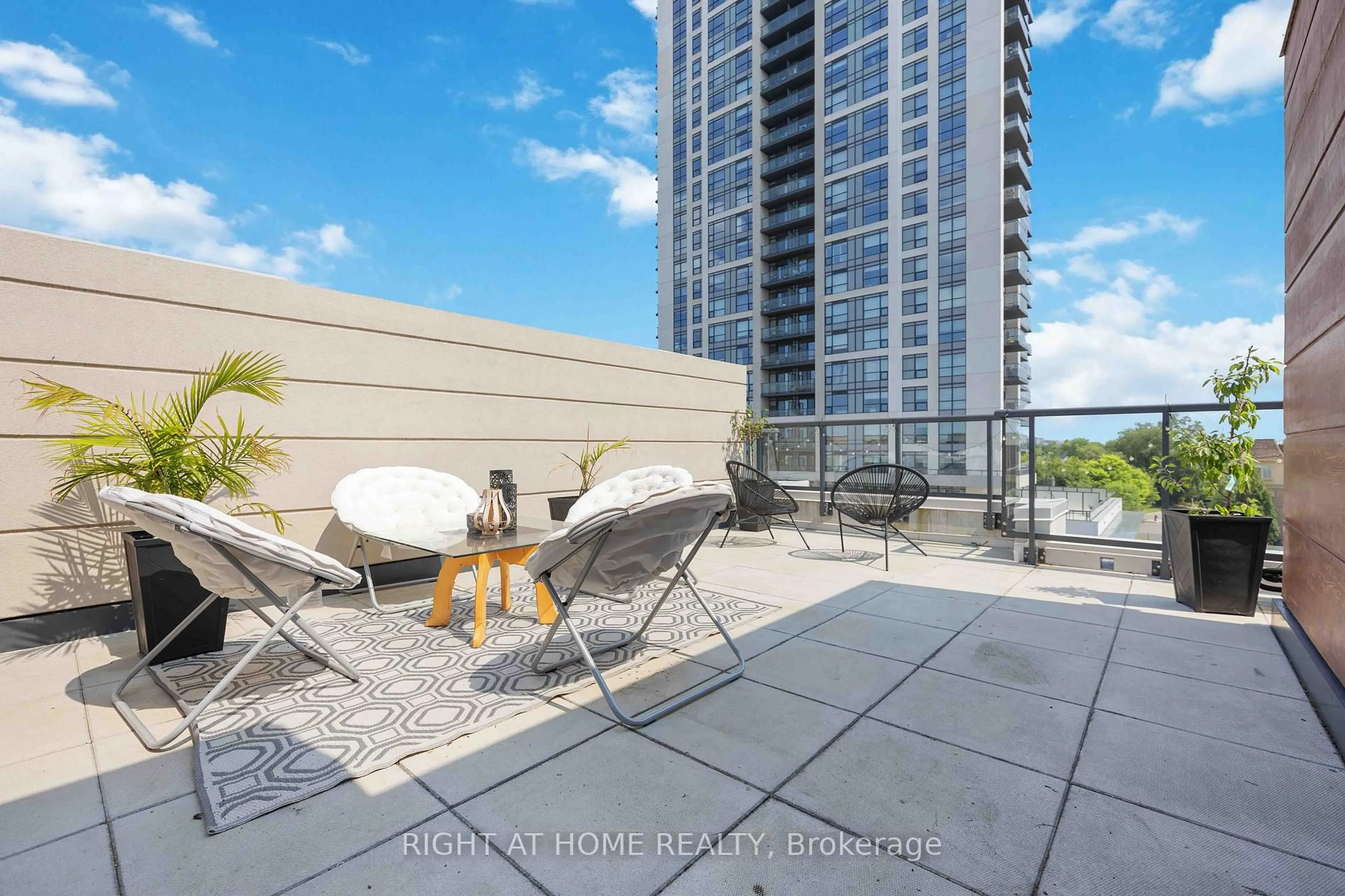Patio, city buildings view from balcony for 1245 Bayly St #Th8, Pickering Ontario L1W 0B5