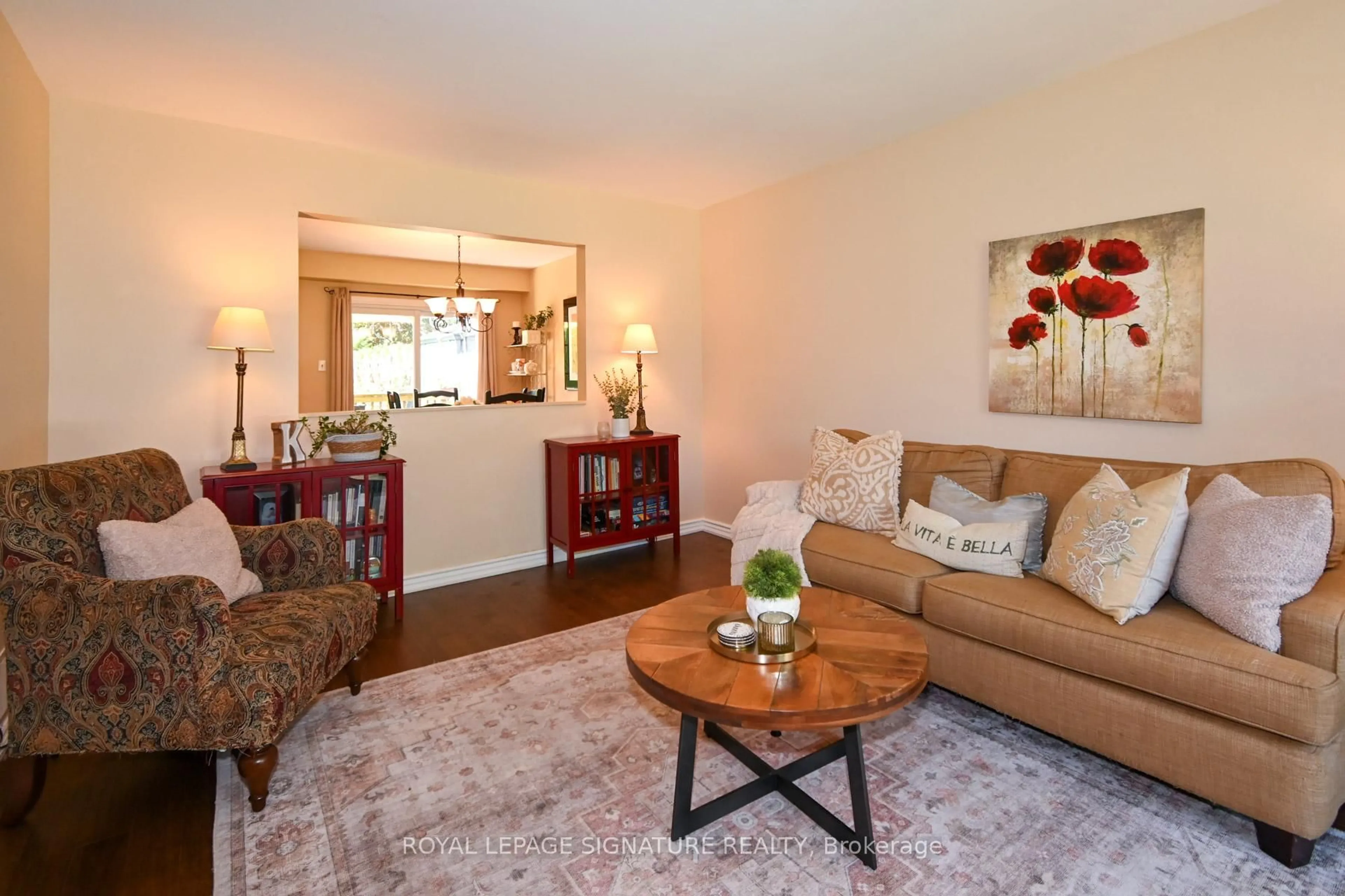 Living room with furniture, wood/laminate floor for 830 Greenbriar Dr, Oshawa Ontario L1G 6G6