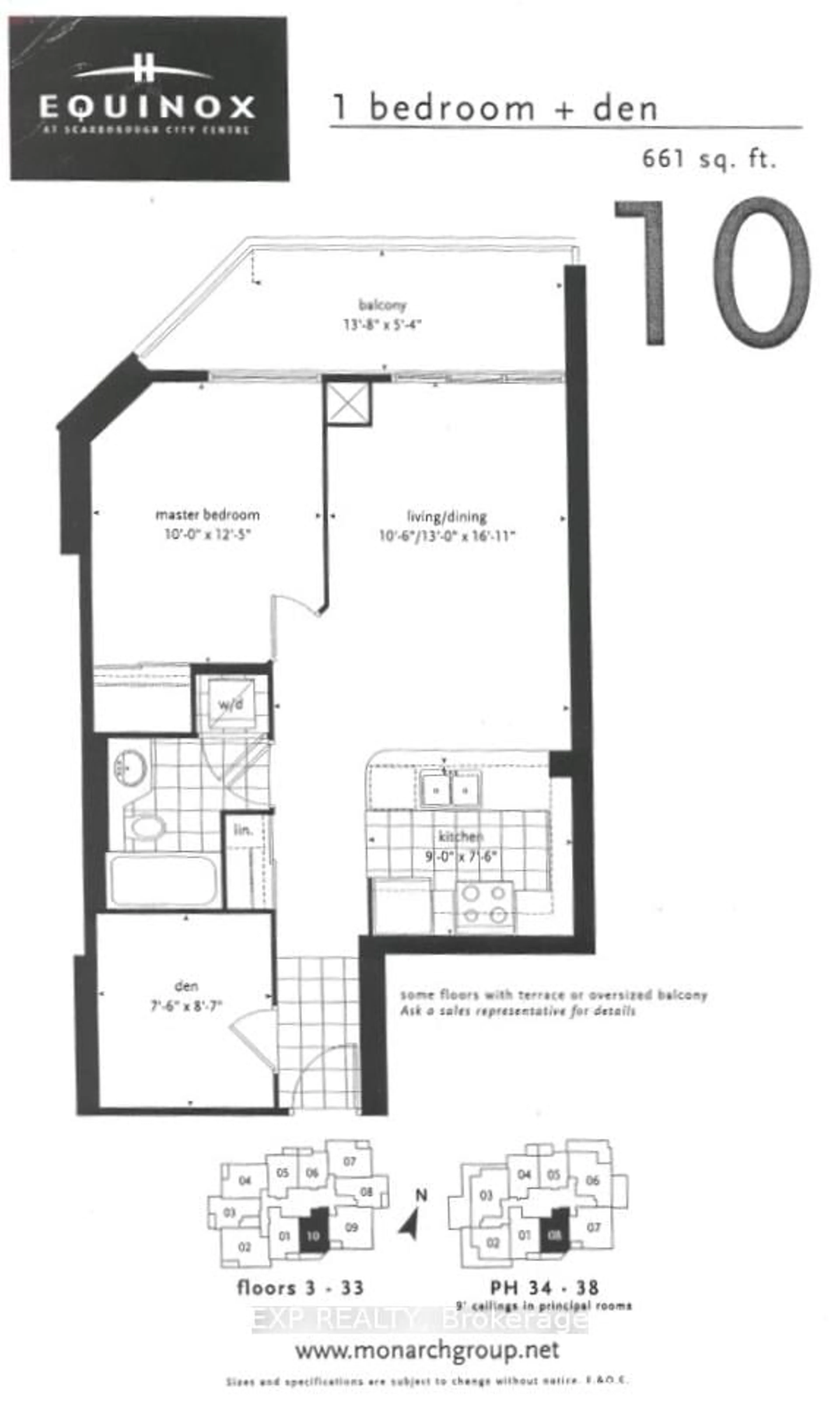 Floor plan for 50 Brian Harrison Way #2810, Toronto Ontario M1P 5J4