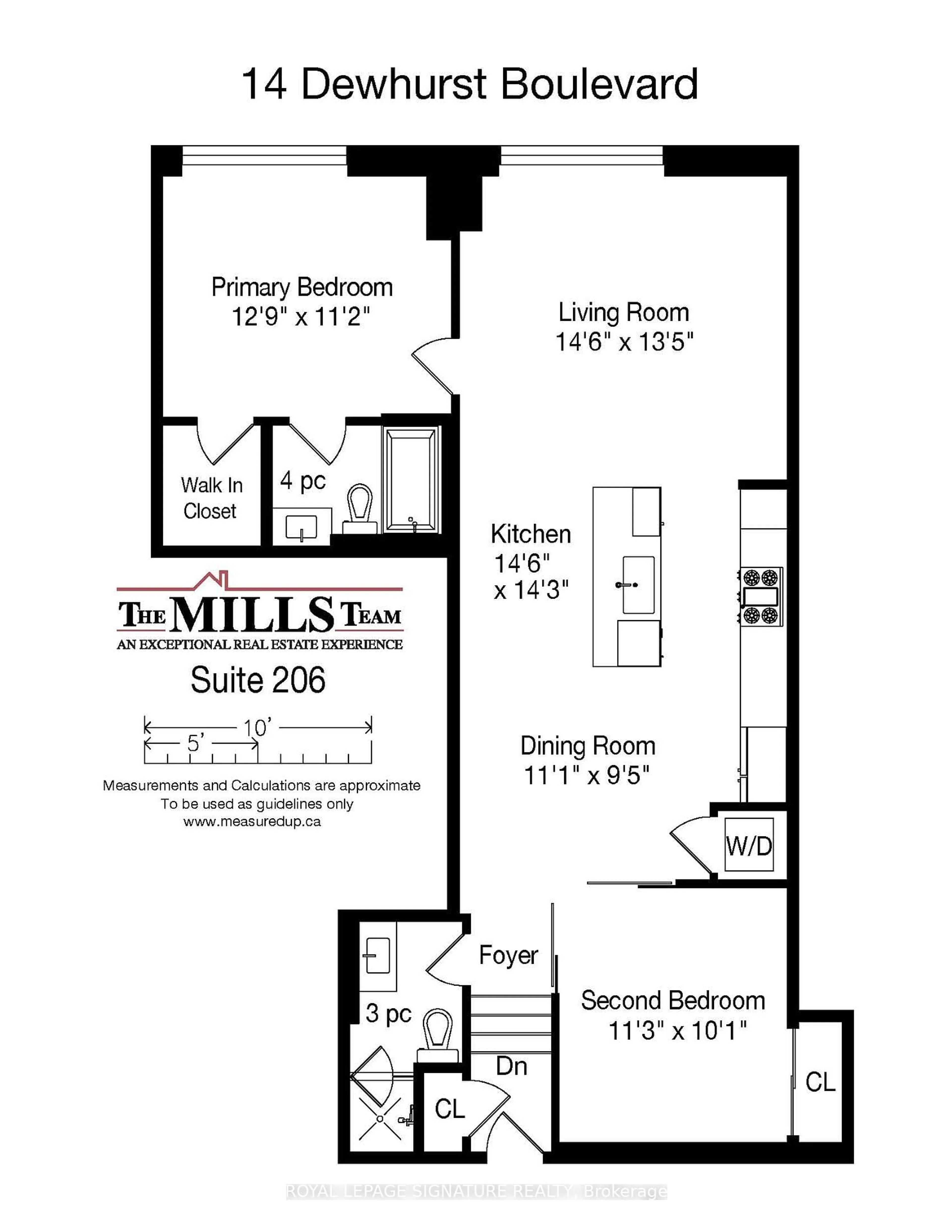 Floor plan for 14 Dewhurst Blvd #206, Toronto Ontario M4J 3H9