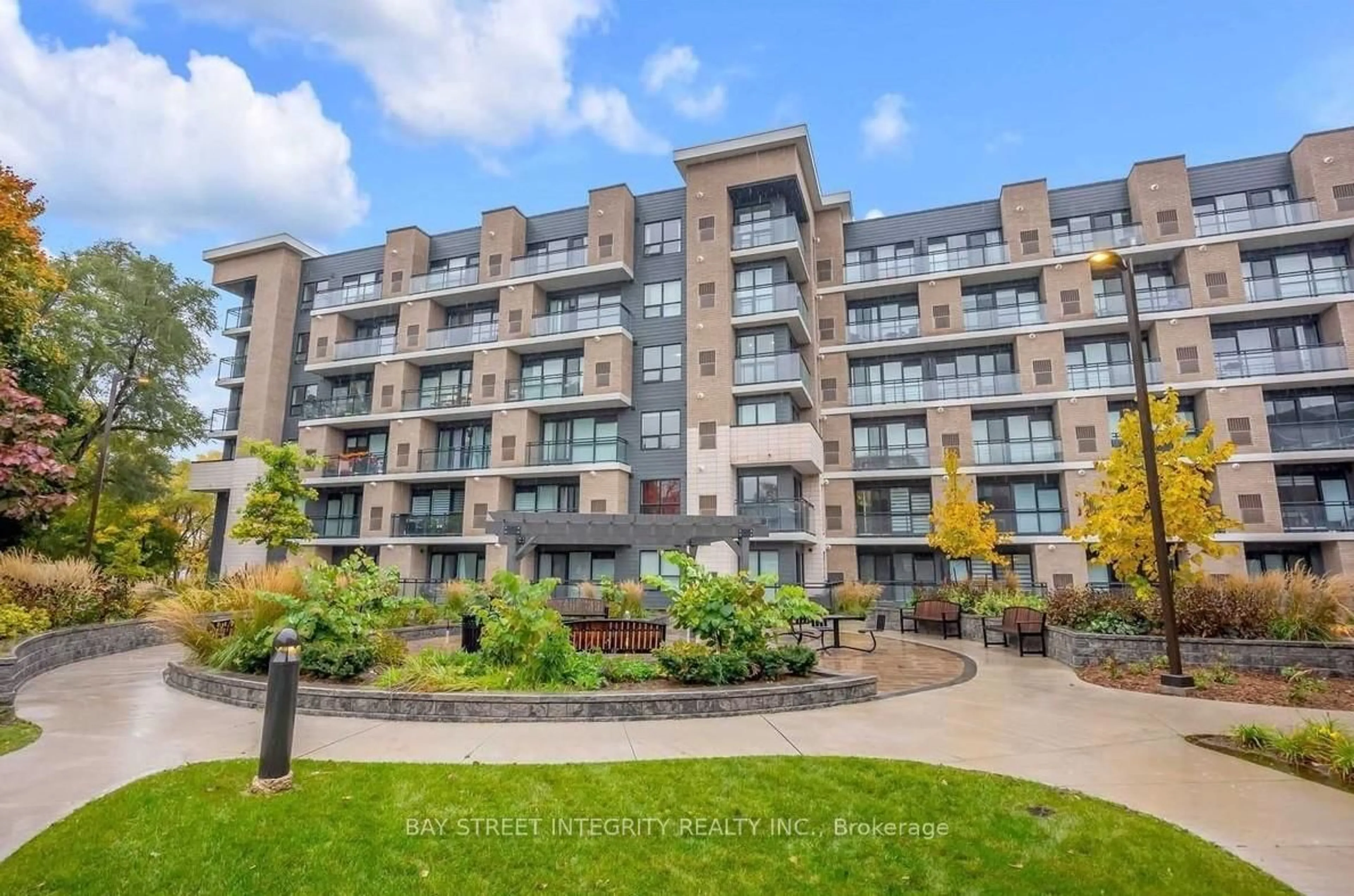 A pic from outside/outdoor area/front of a property/back of a property/a pic from drone, water/lake/river/ocean view for 1 Falaise Rd #511, Toronto Ontario M1E 0B9