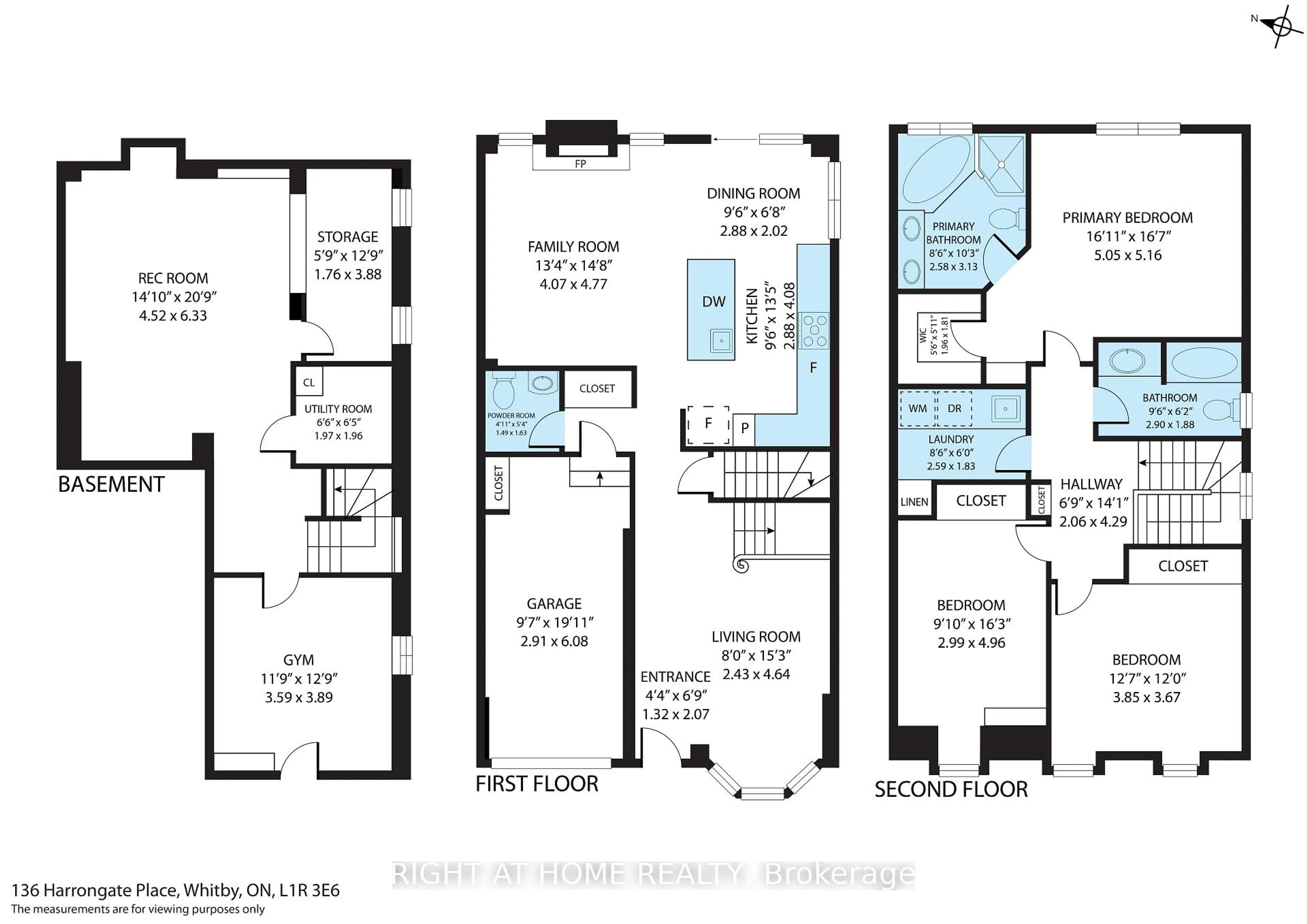 Floor plan for 136 Harrongate Pl, Whitby Ontario L1R 3E5
