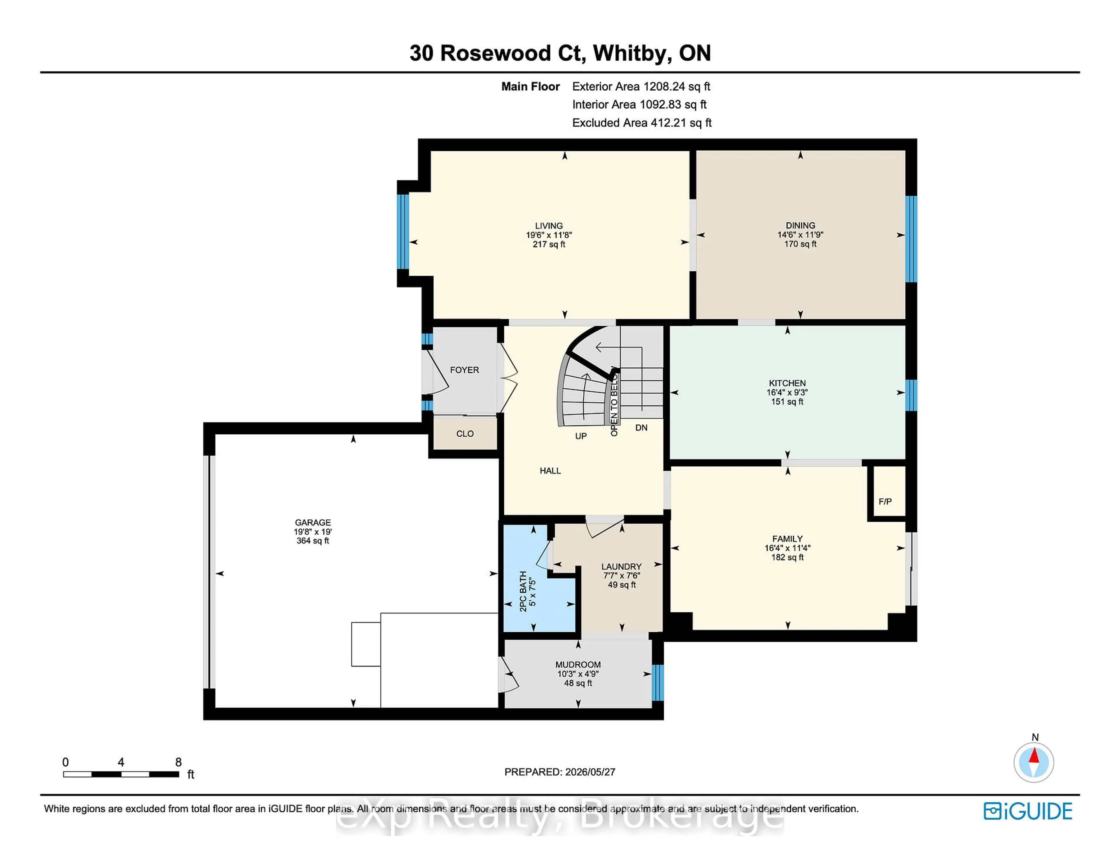 Floor plan for 30 Rosewood Crt, Whitby Ontario L1N 6Y6