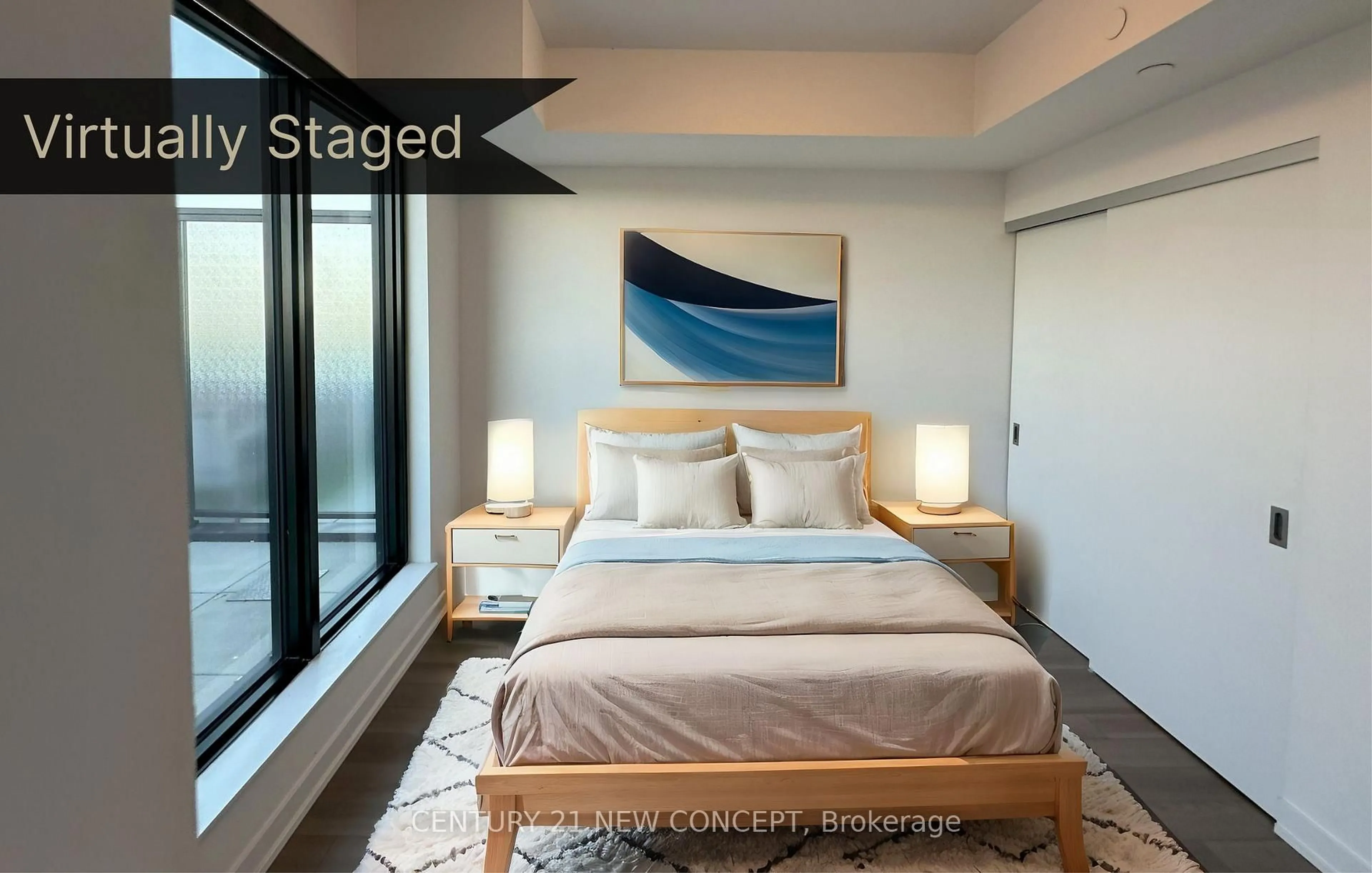 Bedroom with bed, unknown for 2799 Kingston Rd #821, Toronto Ontario M1M 1N1